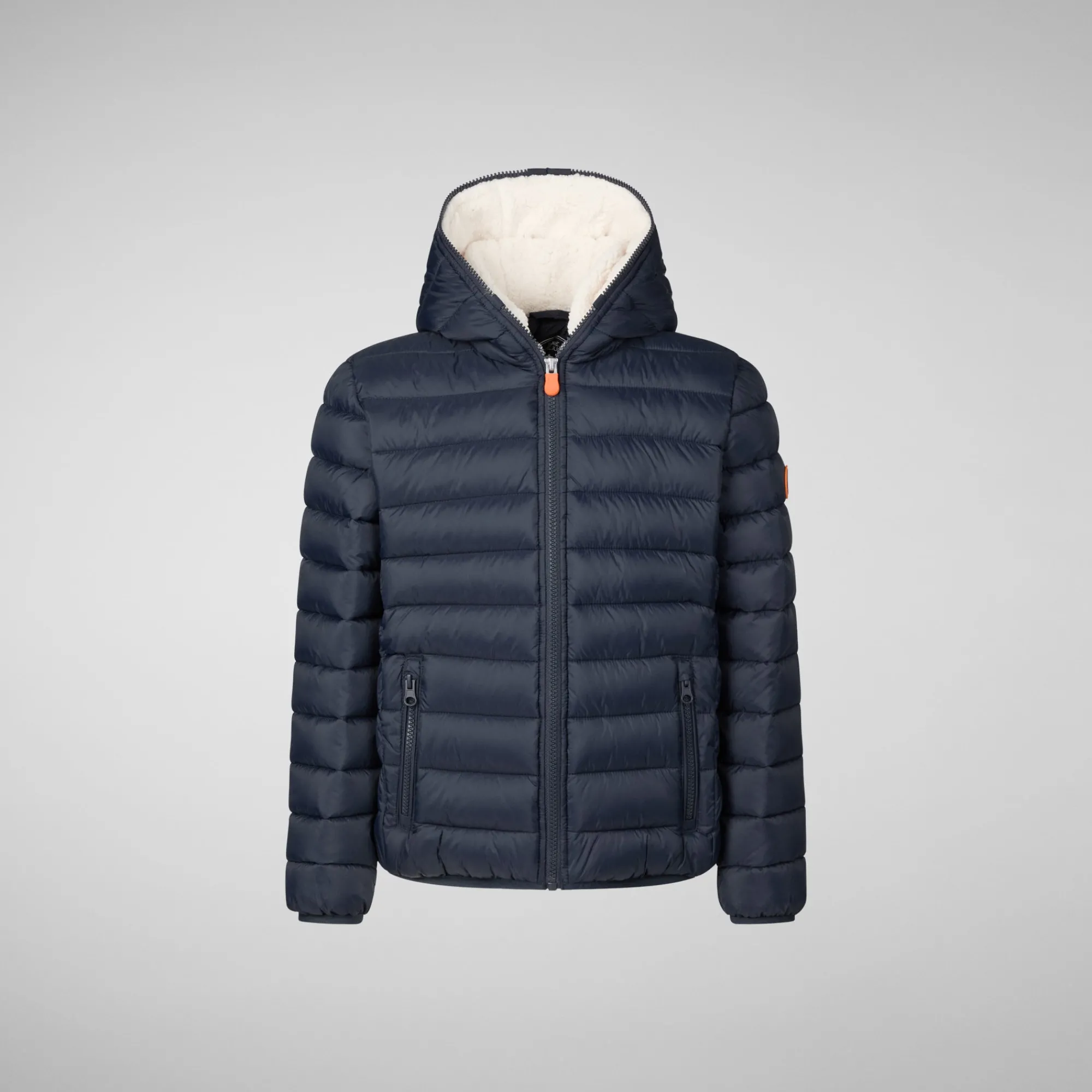 Cheap Save The Duck Boys' animal free Puffer jacket with teddy lining Finnegan in blue black