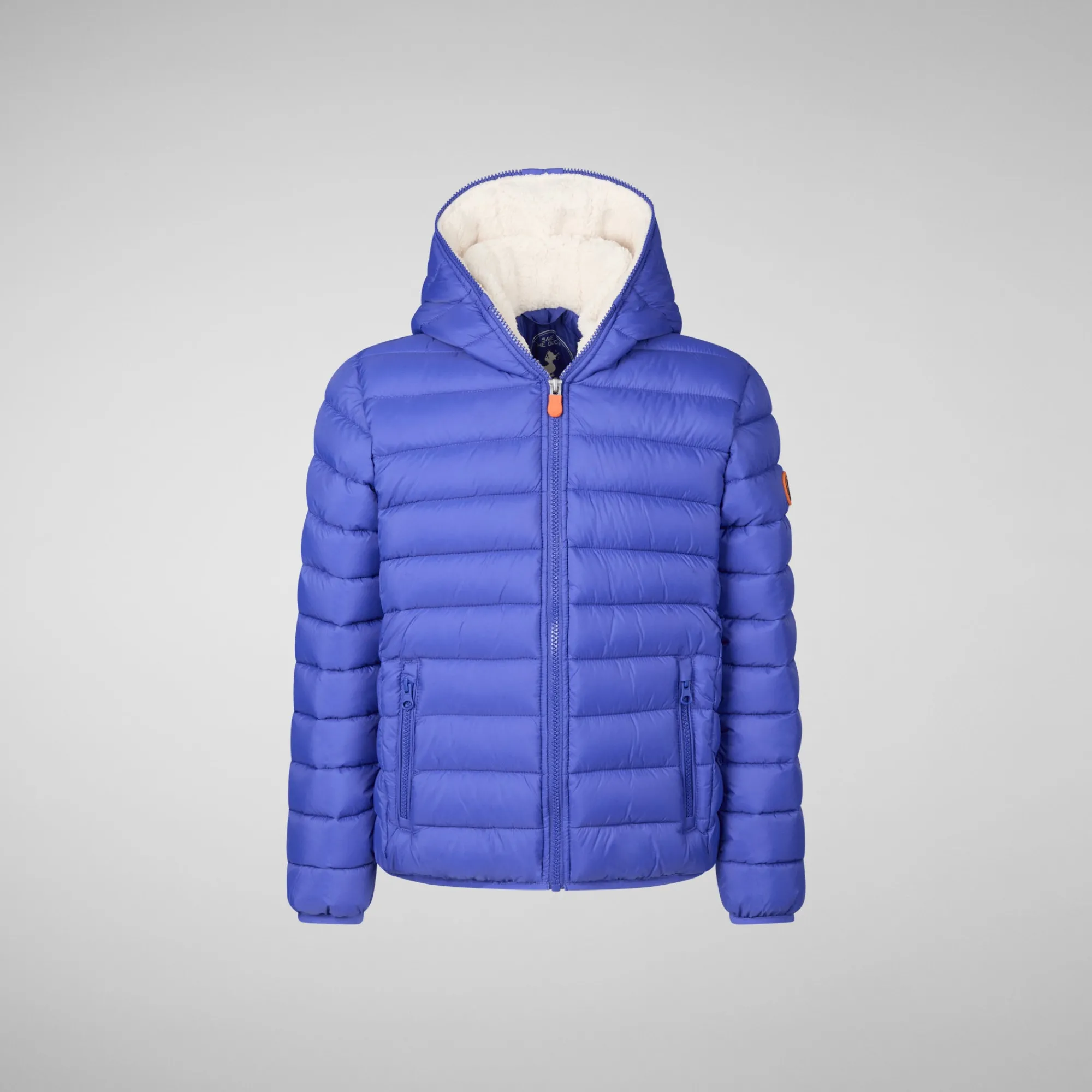 Discount Save The Duck Boys' animal free Puffer jacket with teddy lining Finnegan in gentian blue
