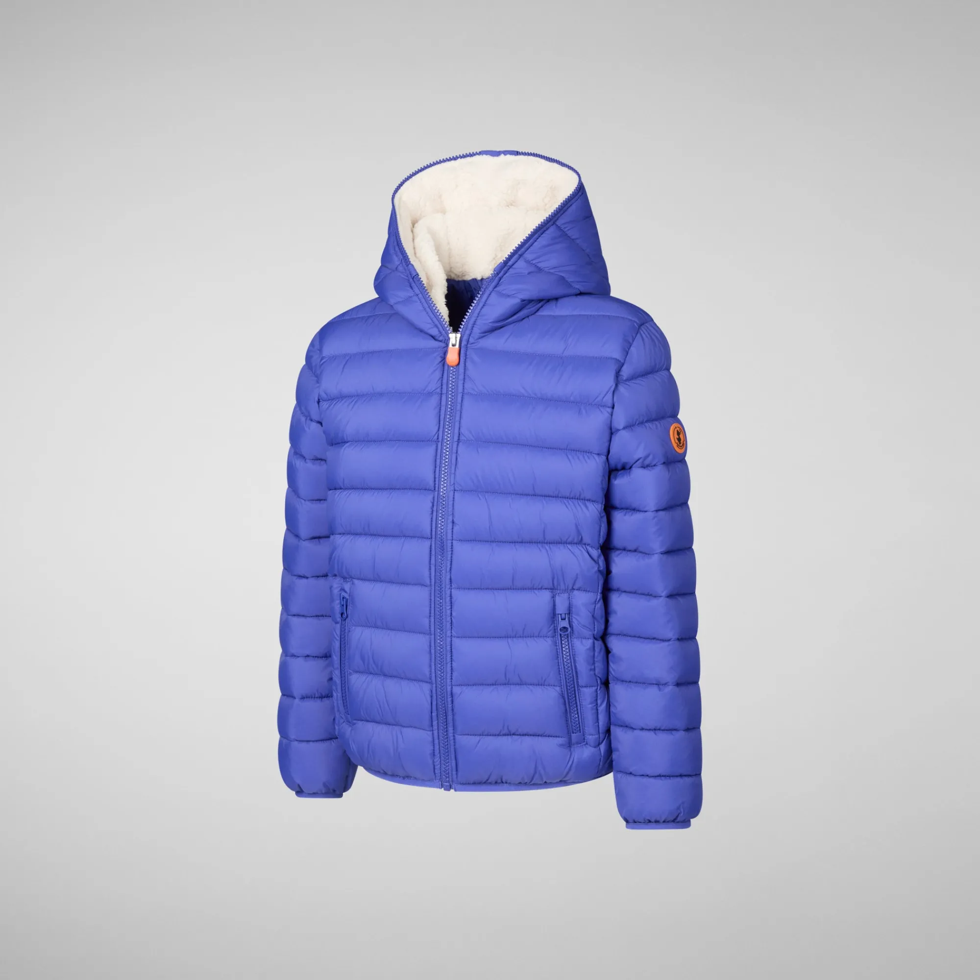 Discount Save The Duck Boys' animal free Puffer jacket with teddy lining Finnegan in gentian blue