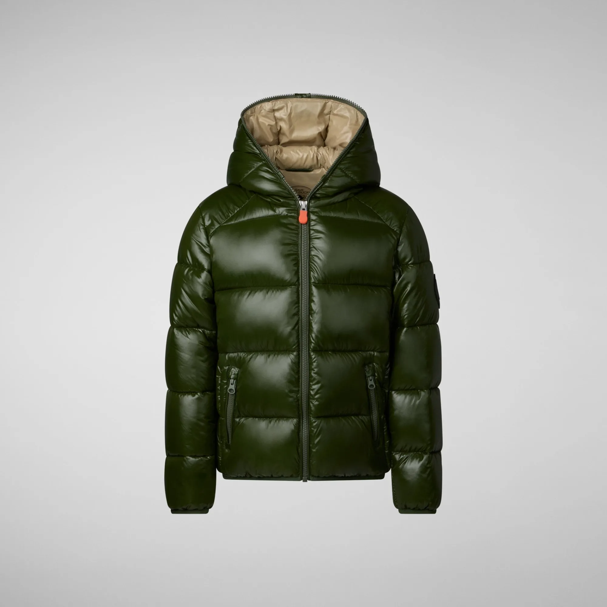 Clearance Save The Duck Boys' Hooded Animal free Puffer Jacket Artie in Pine Green