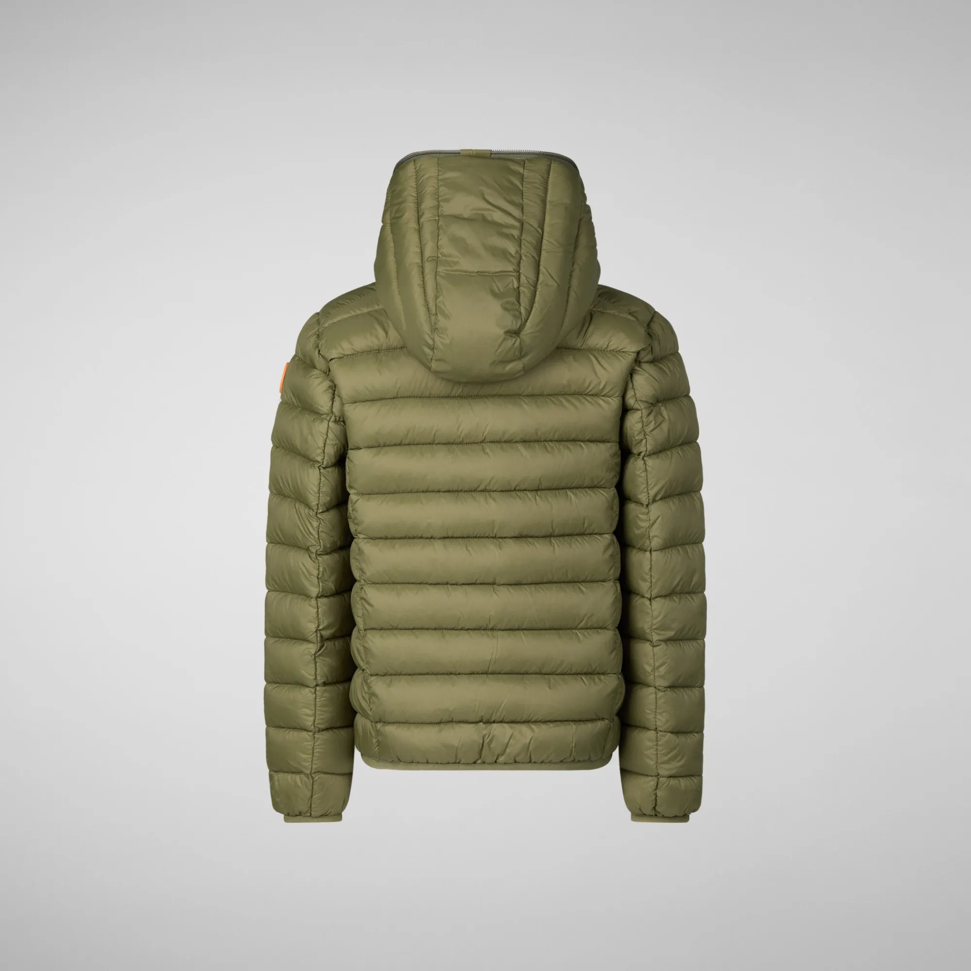 Shop Save The Duck Boys' Hooded Animal free Puffer Jacket Dony in dusty olive