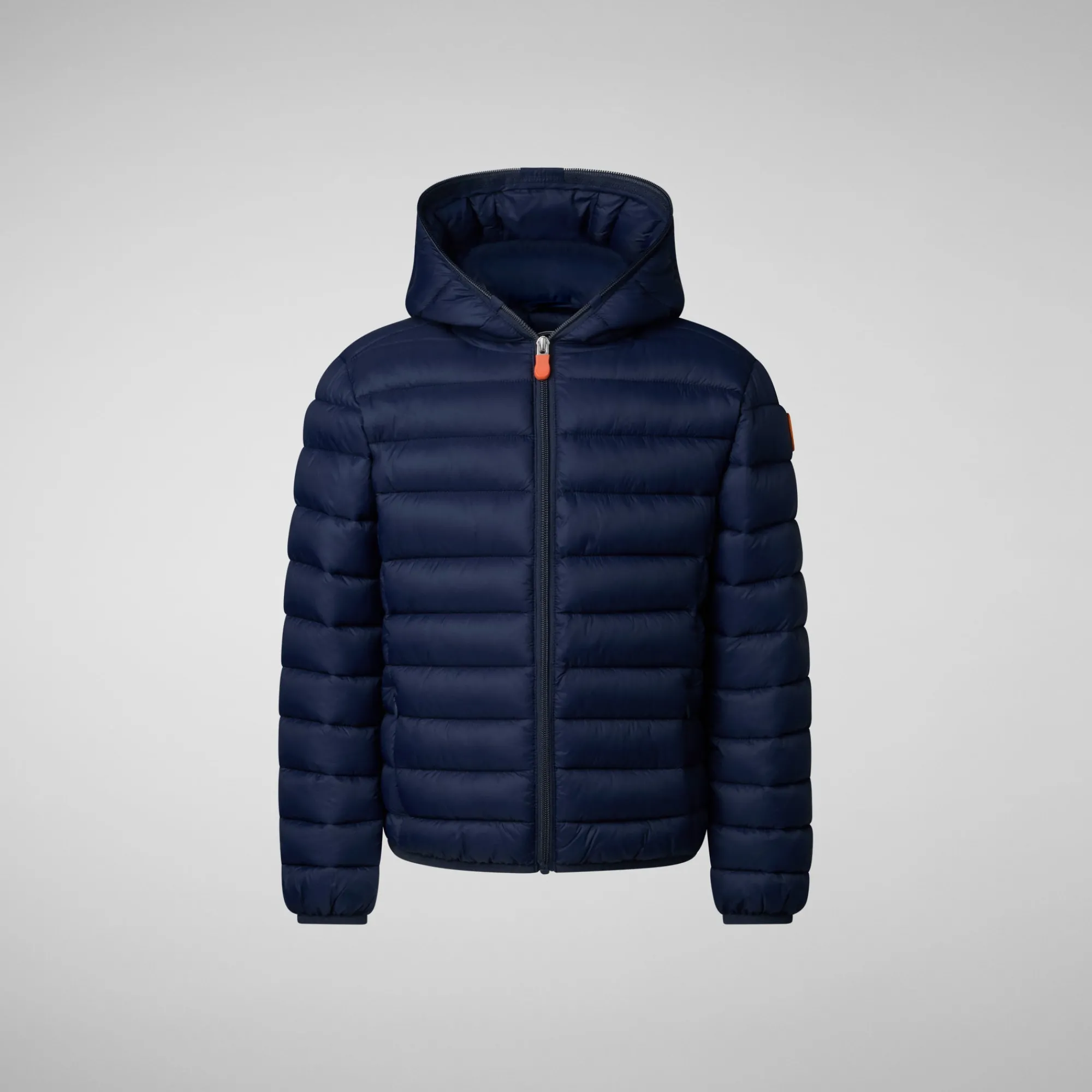 Shop Save The Duck Boys' Hooded Animal free Puffer Jacket Dony in Navy blue
