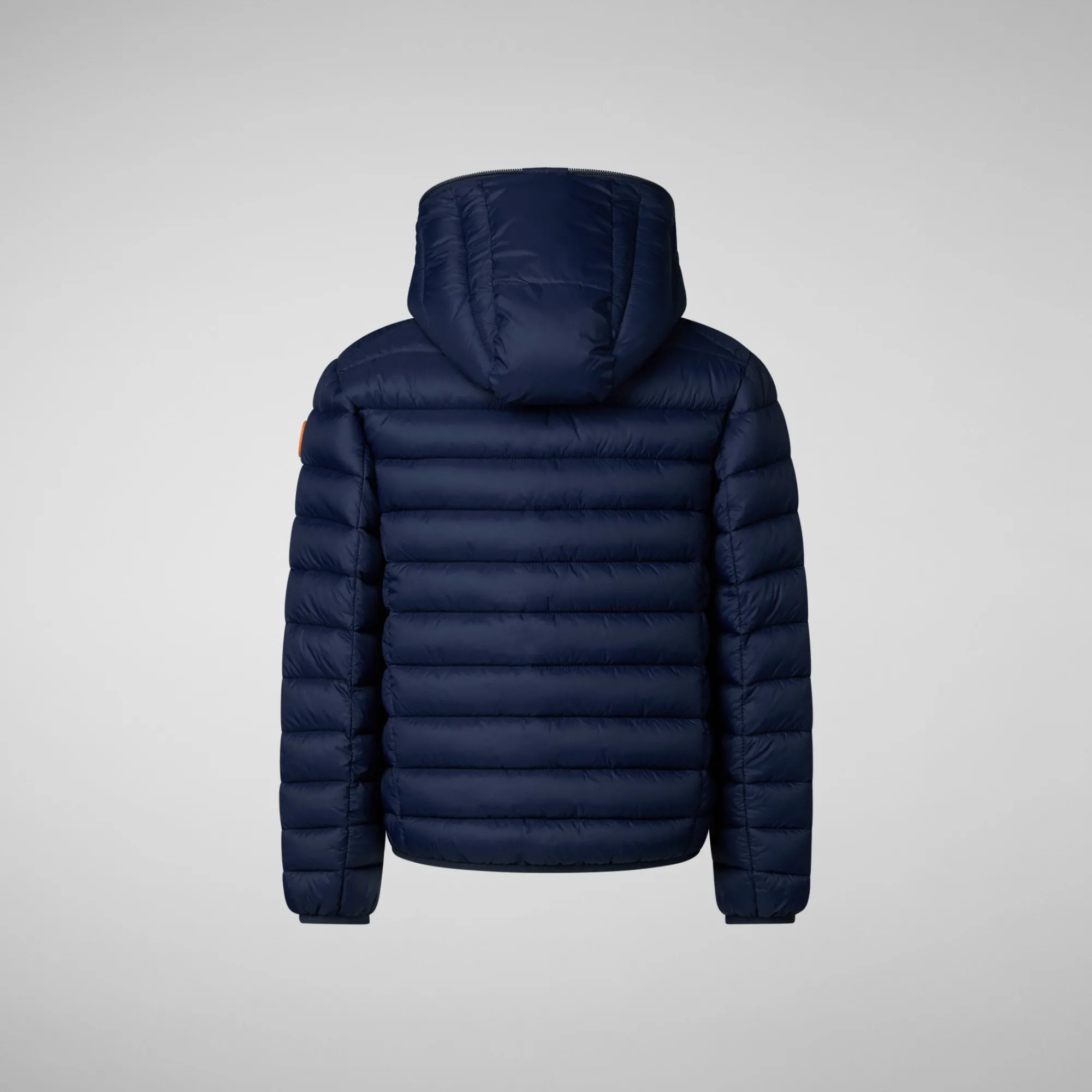 Shop Save The Duck Boys' Hooded Animal free Puffer Jacket Dony in Navy blue