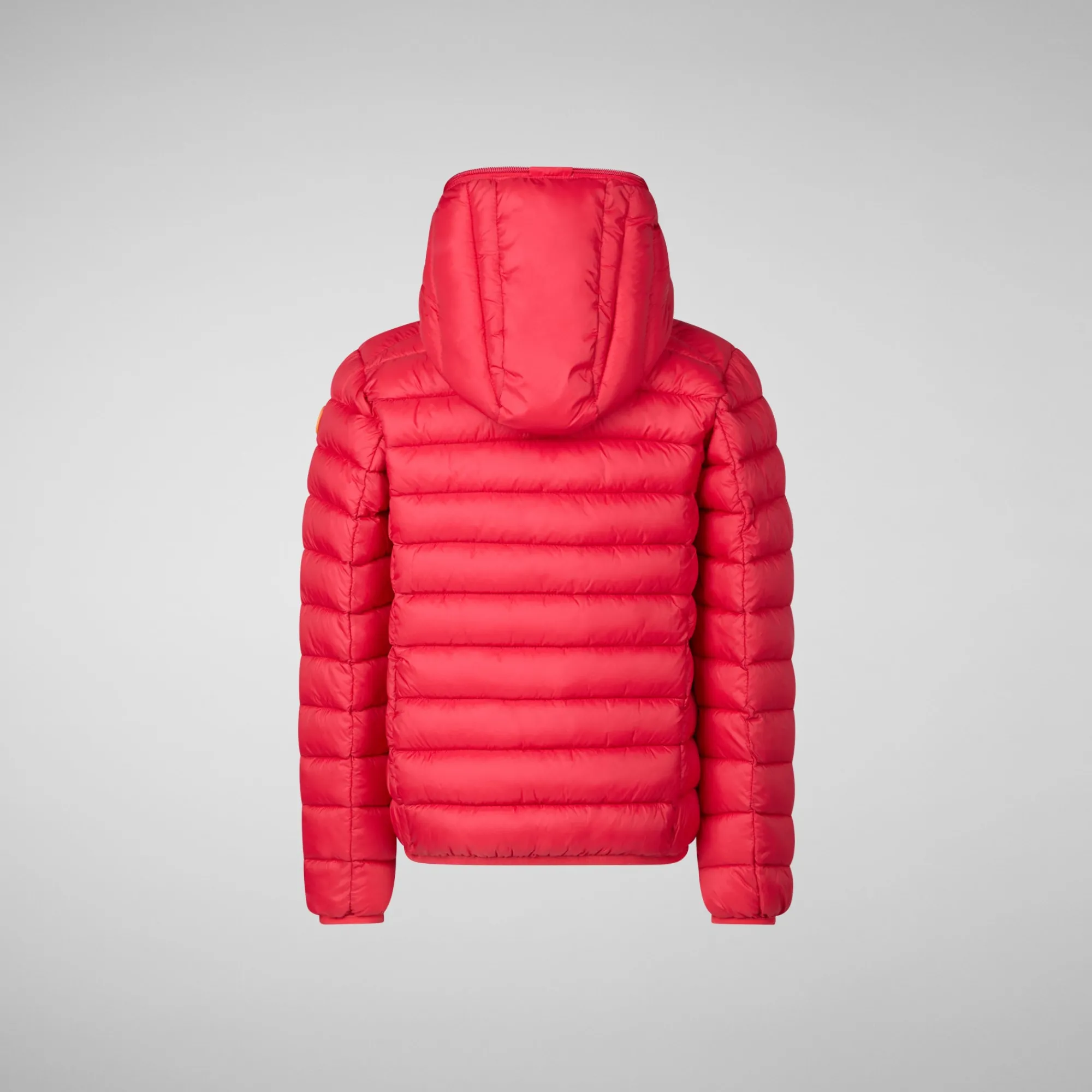 New Save The Duck Boys' Hooded Animal free Puffer Jacket Dony in Tango Red