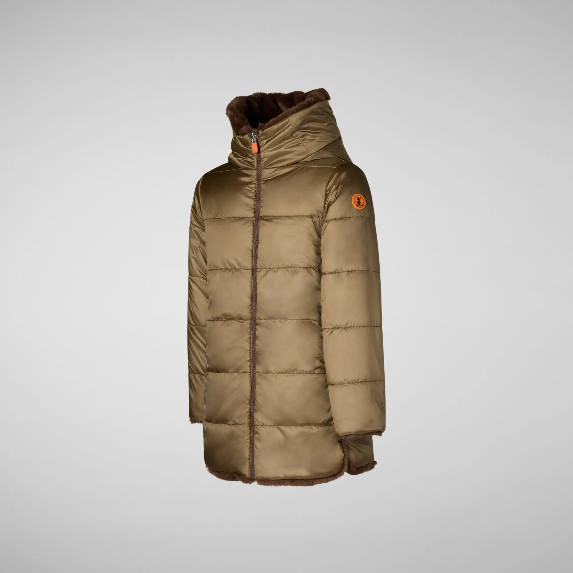 Discount Save The Duck Girls' animal free Puffer jacket Flora in teddy brown