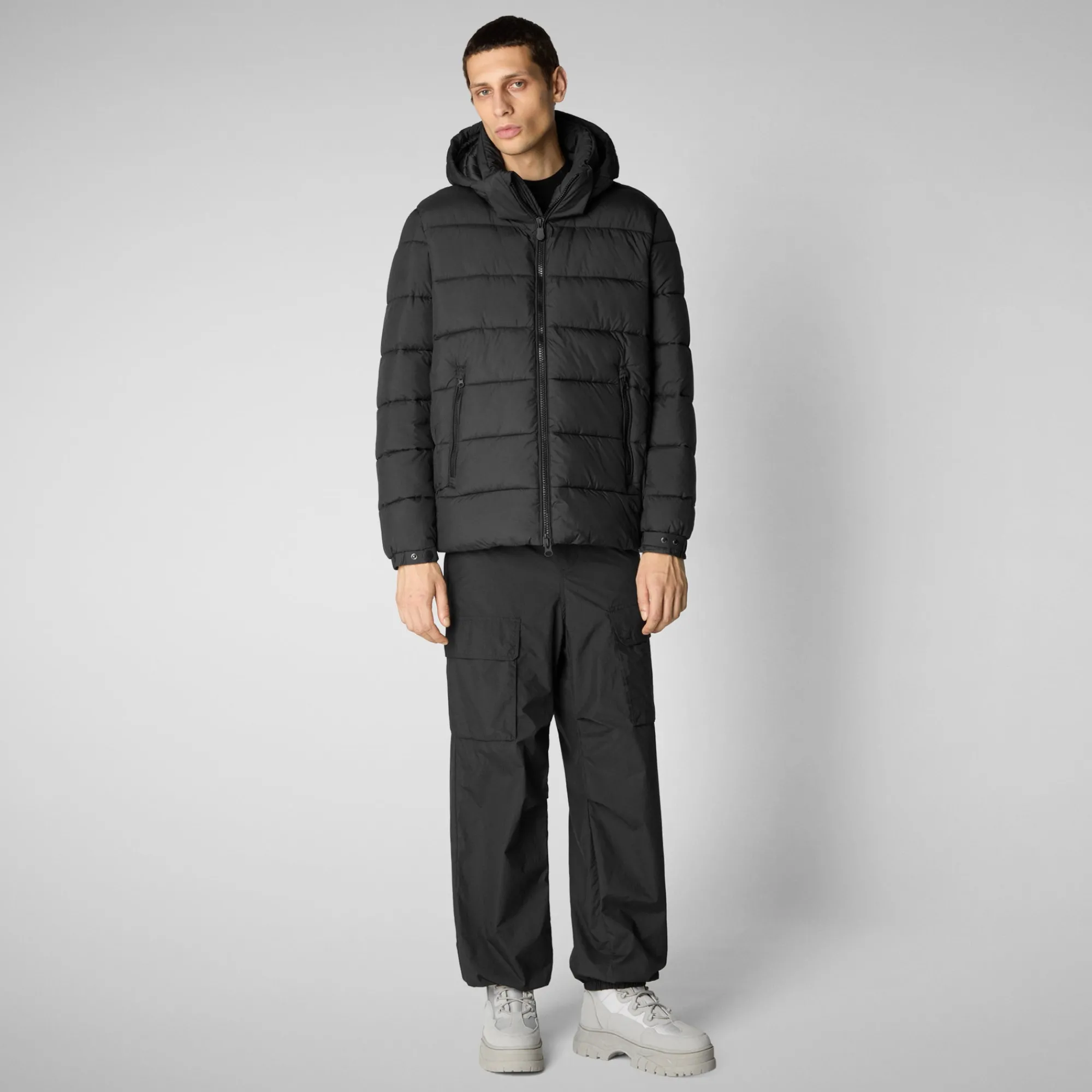 Store Save The Duck Men's  animal free hooded Animal free Puffer jacket Boris in Black