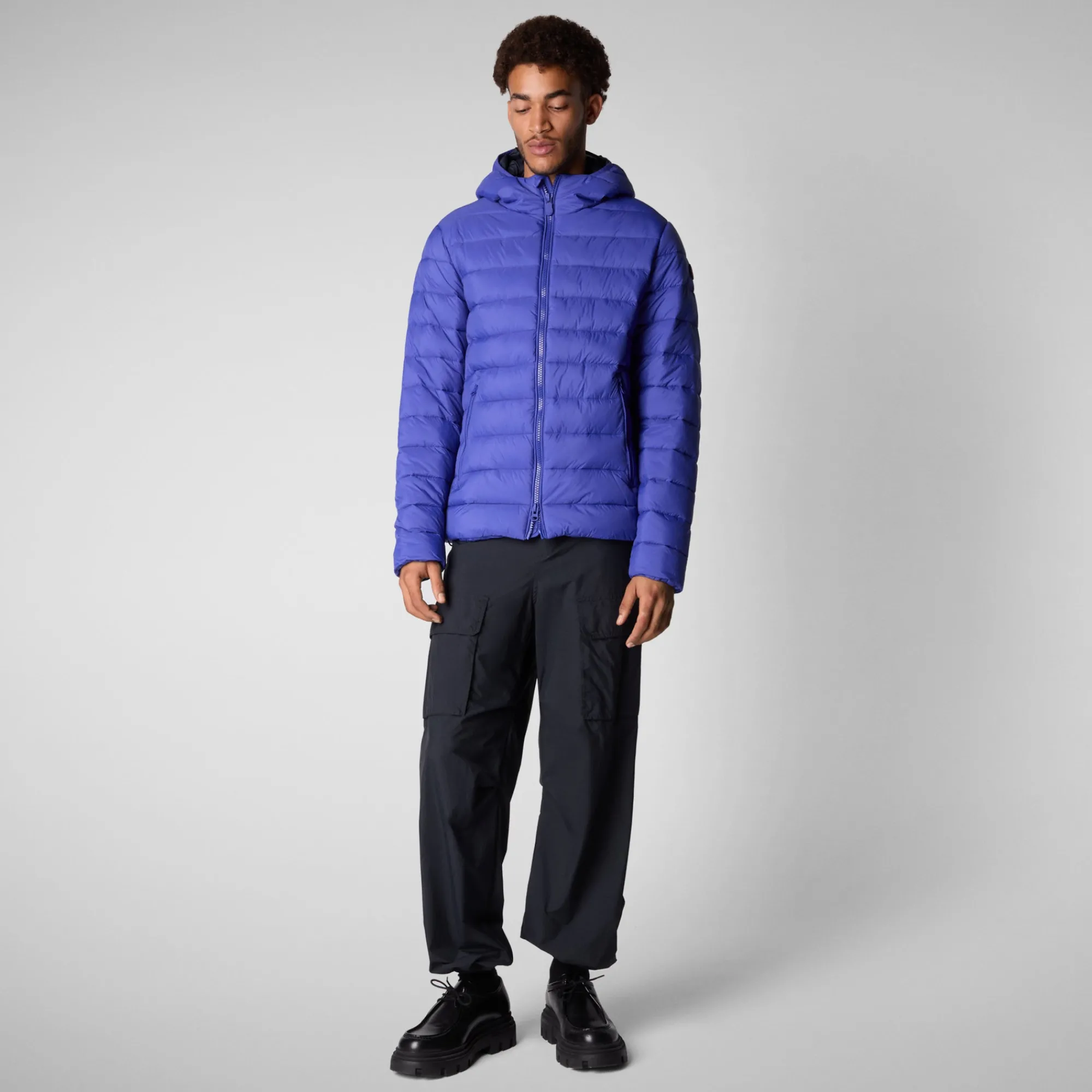 Best Save The Duck Men's  animal free hooded Animal free Puffer jacket Hector in gentian blue GentianBlue
