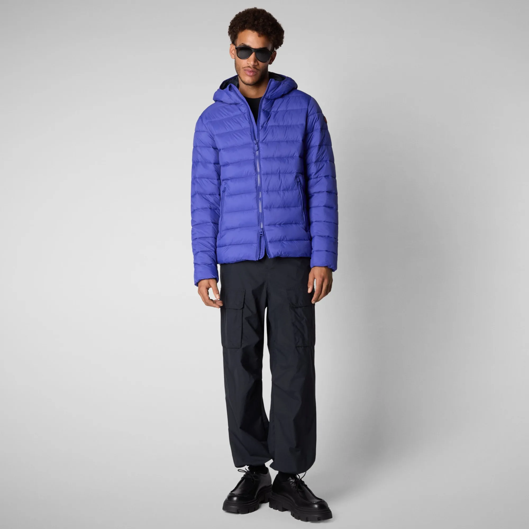 Best Save The Duck Men's  animal free hooded Animal free Puffer jacket Hector in gentian blue GentianBlue