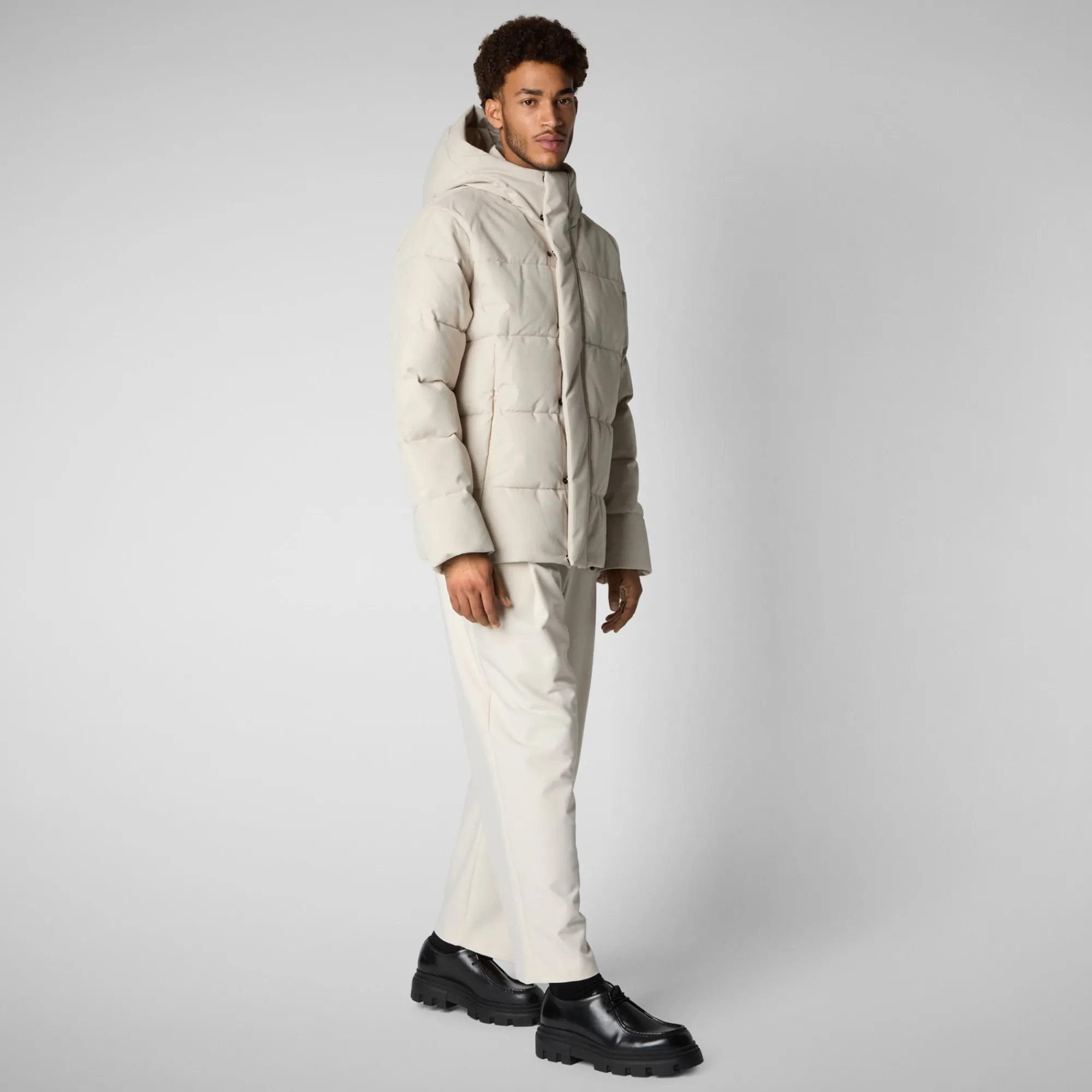 Sale Save The Duck Men's  animal free Puffer jacket Finnian in shore beige ShoreBeige