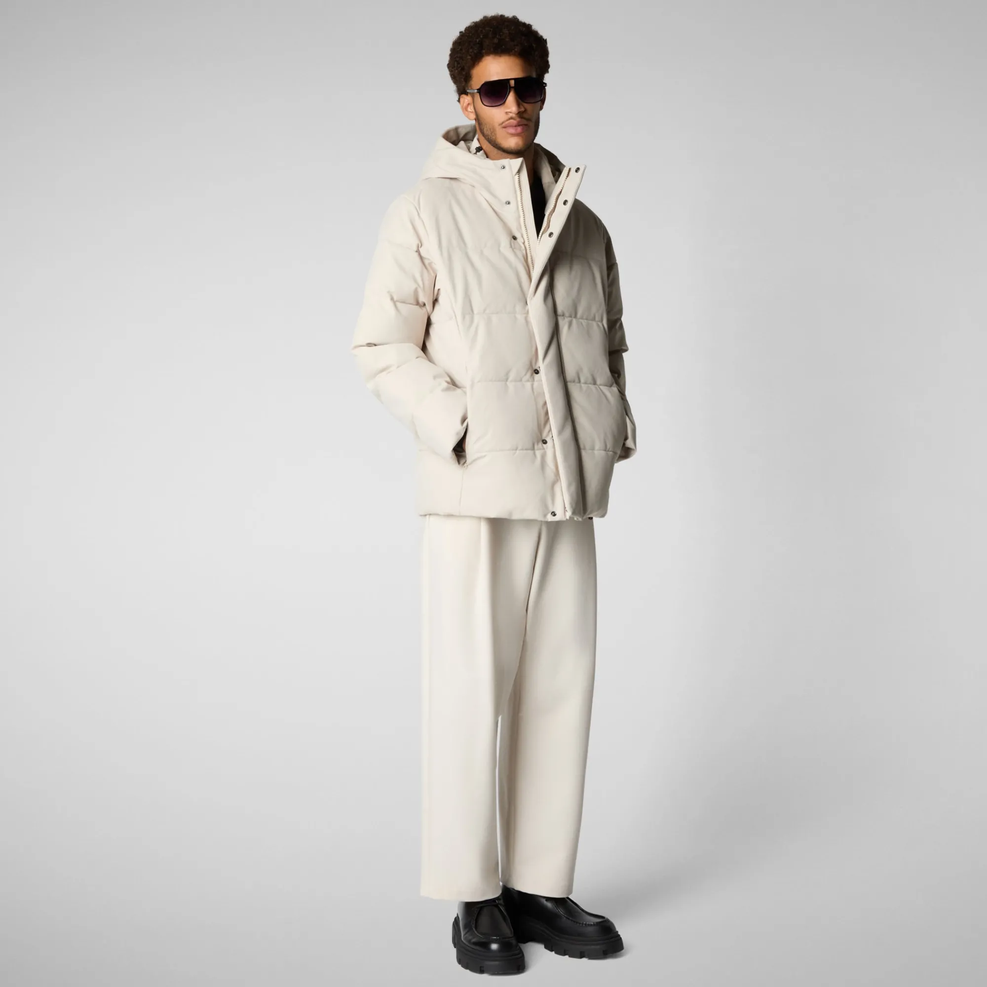 Sale Save The Duck Men's  animal free Puffer jacket Finnian in shore beige ShoreBeige