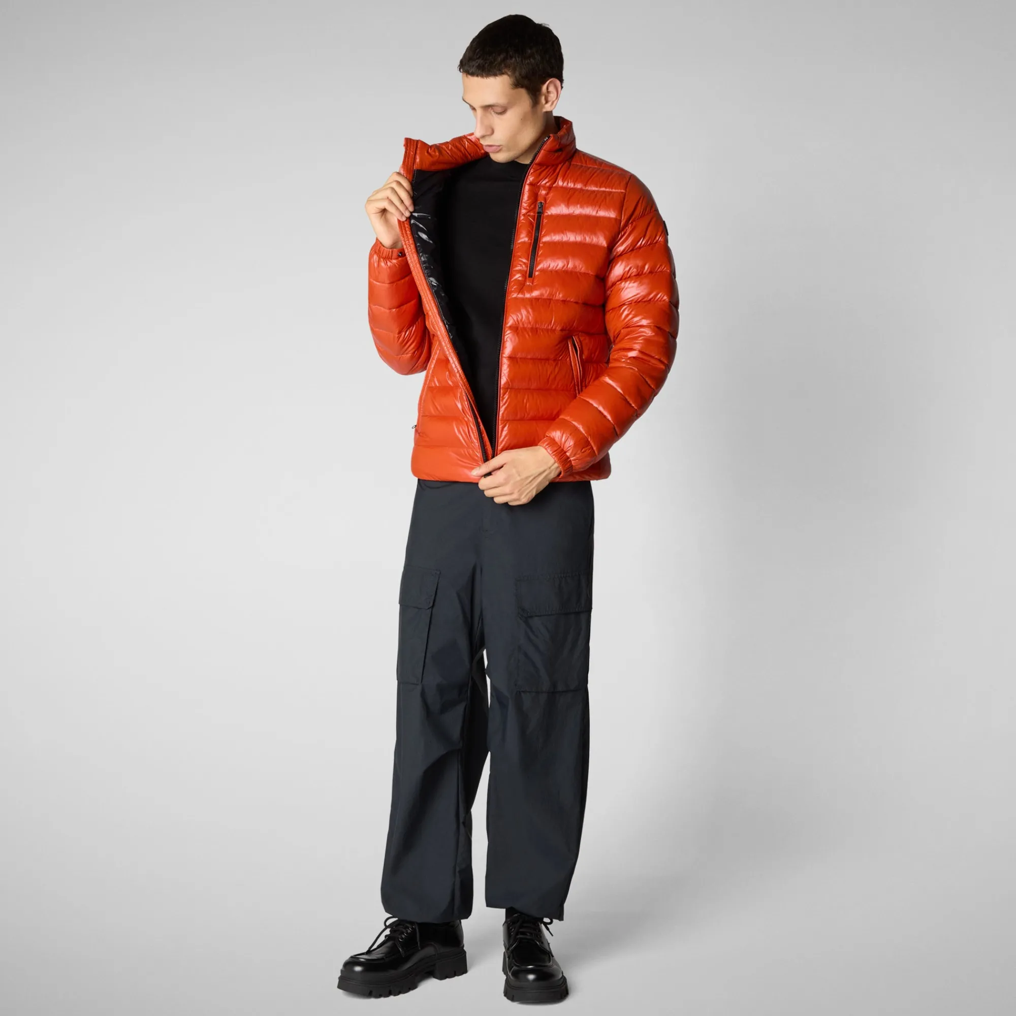 Cheap Save The Duck Men's animal free Puffer jacket Holden in maple orange MapleOrange