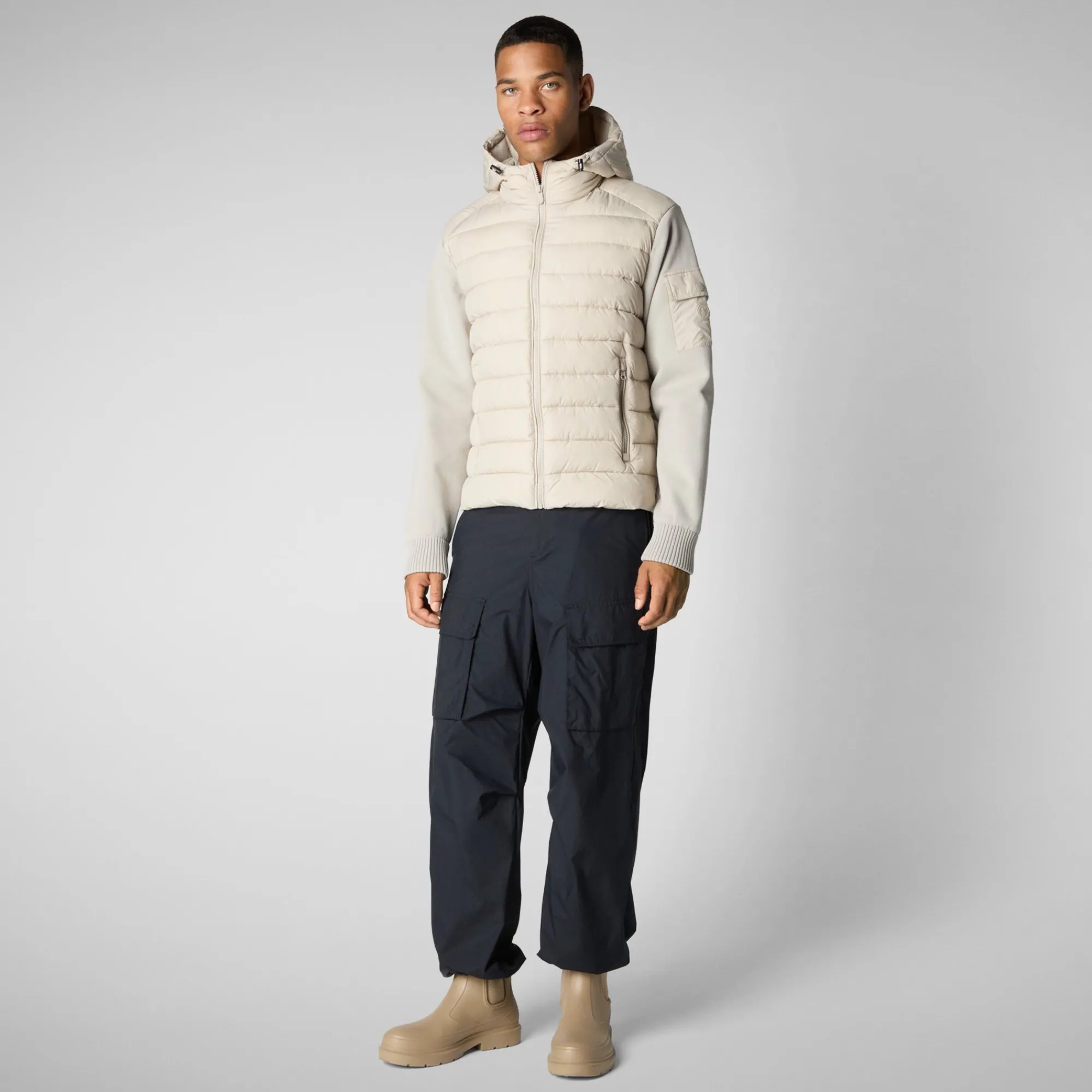 Best Sale Save The Duck Men's  animal free Puffer jacket Torin in rainy beige RainyBeige