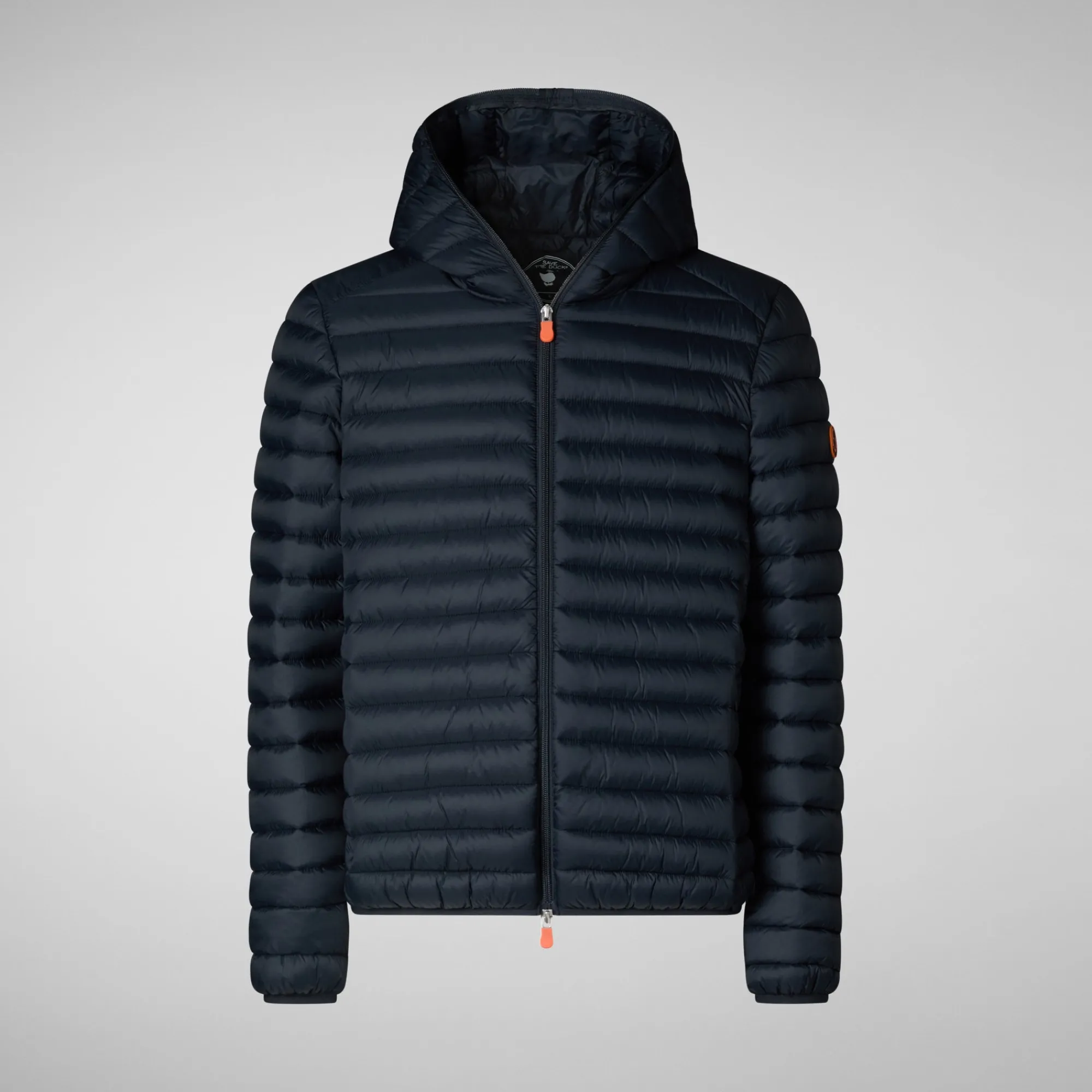Best Sale Save The Duck Men's  Hooded Animal free Puffer Jacket Donald in Blue Black BlueBlack