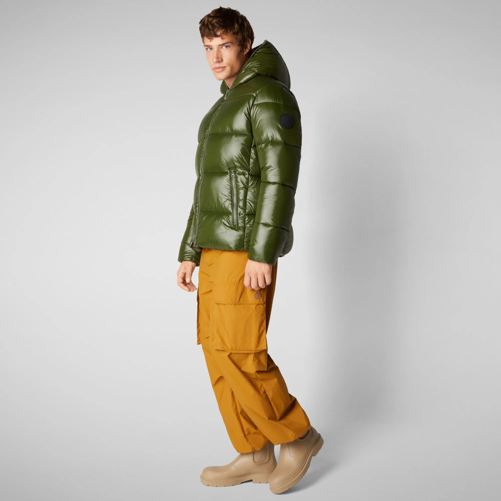 Online Save The Duck Men's  Hooded Animal free Puffer Jacket Edgard in Pine Green PineGreen