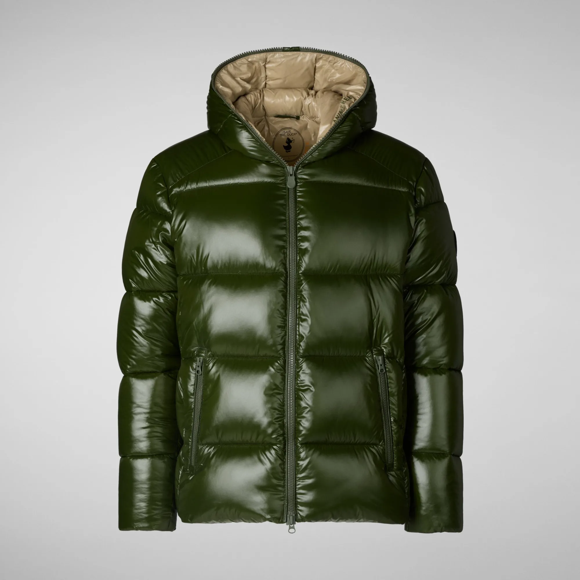 Online Save The Duck Men's  Hooded Animal free Puffer Jacket Edgard in Pine Green PineGreen