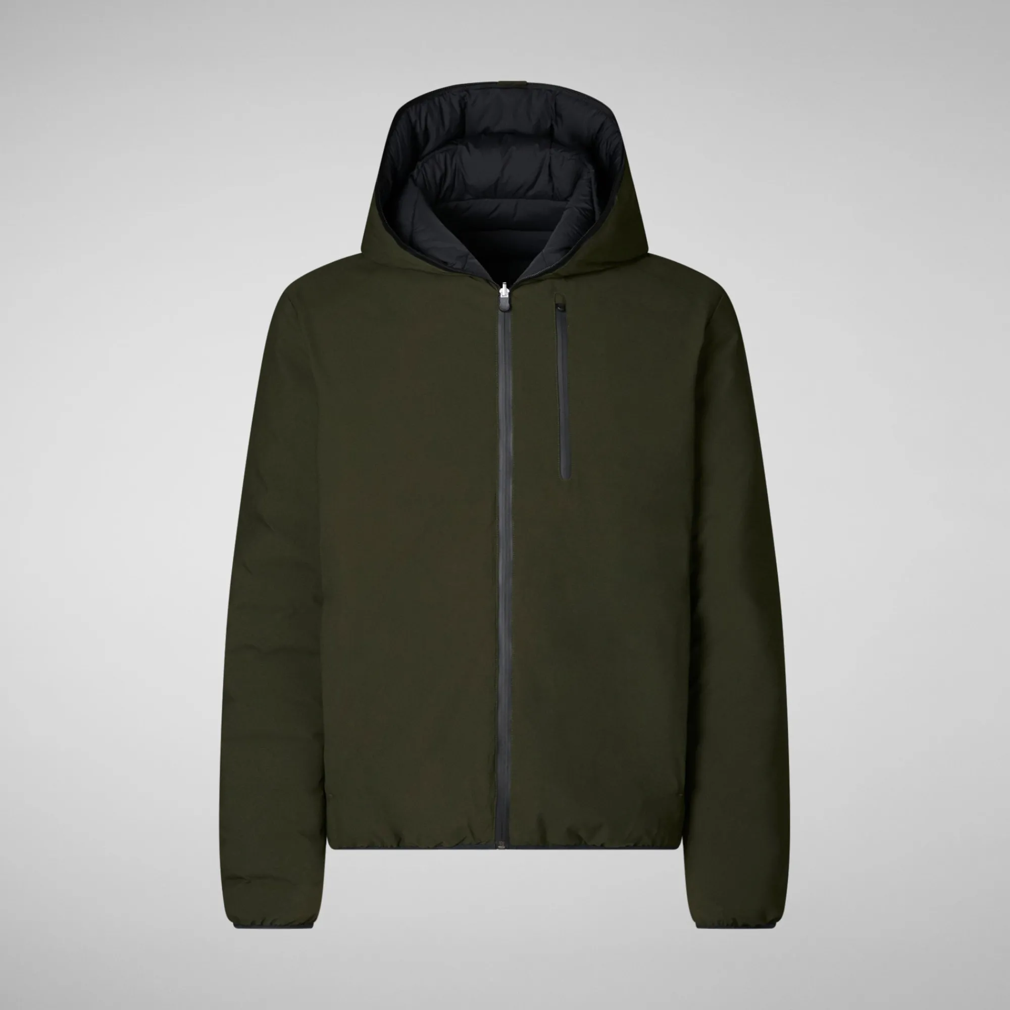 Outlet Save The Duck Men's  Hooded Animal free Puffer Jacket Ezra in Land Green LandGreen