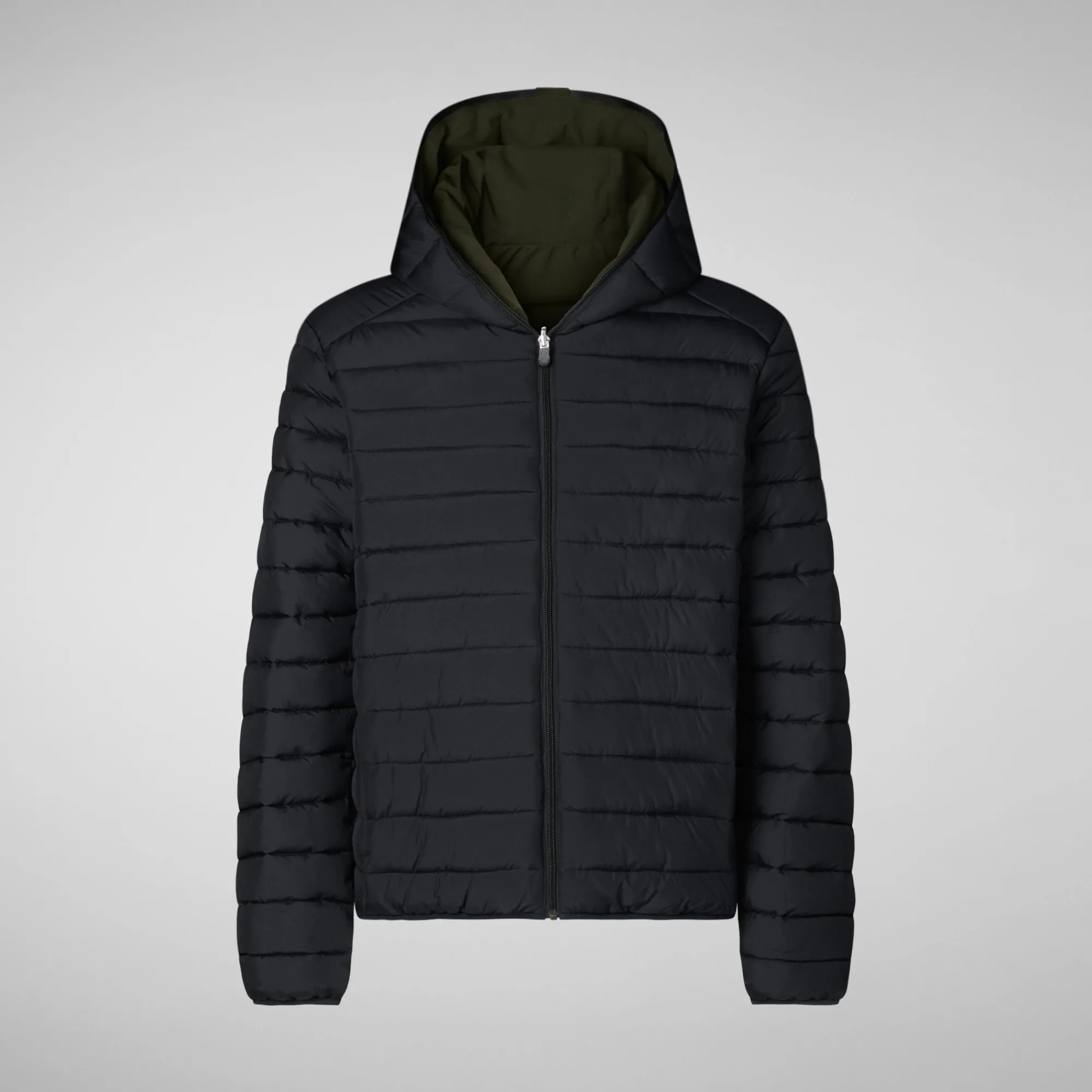 Outlet Save The Duck Men's  Hooded Animal free Puffer Jacket Ezra in Land Green LandGreen