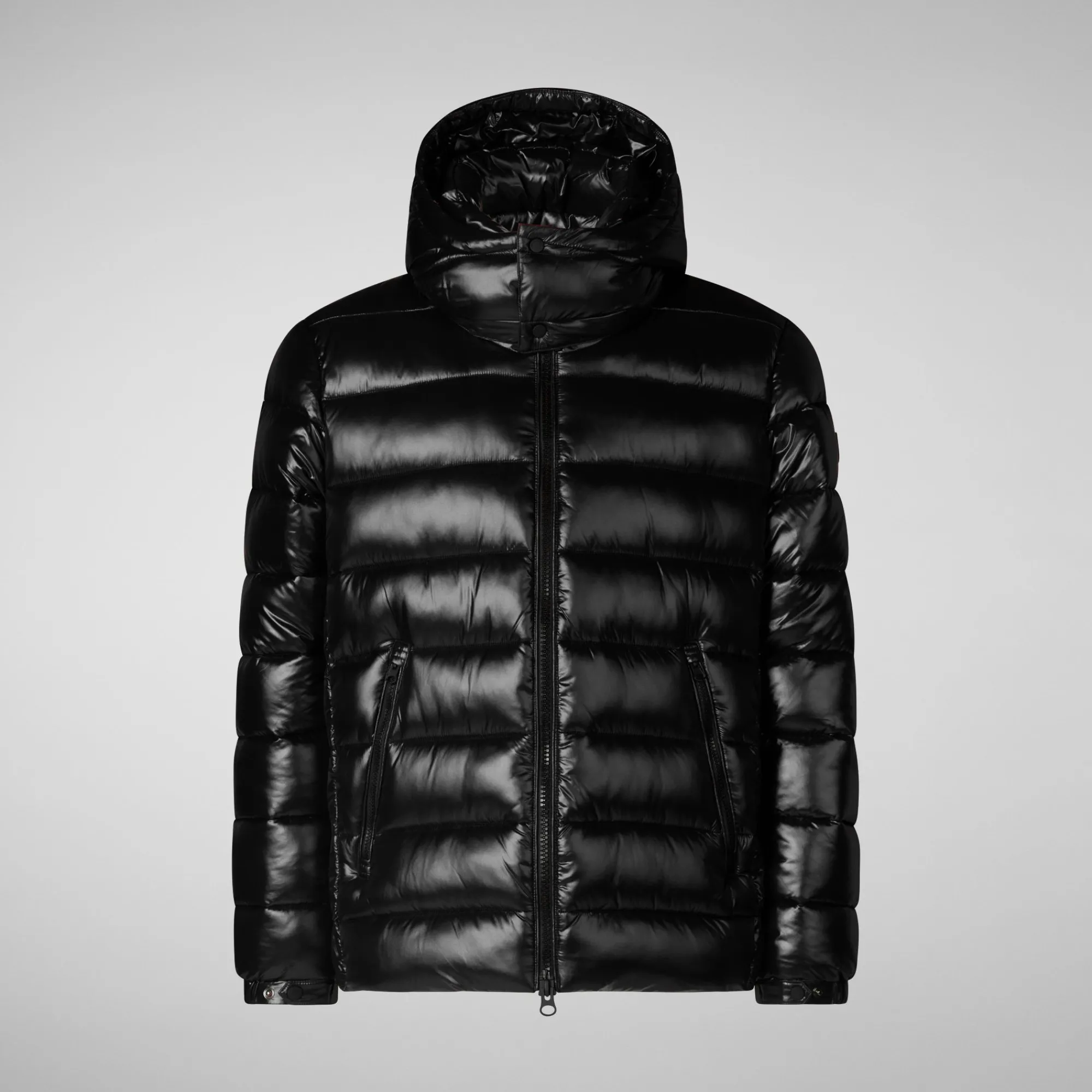 Shop Save The Duck Men's Hooded Animal free Puffer Jacket Florian in Black