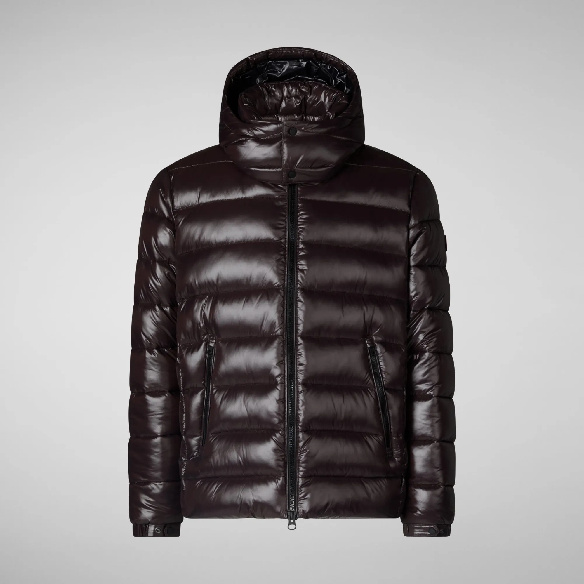 Online Save The Duck Men's Hooded Animal free Puffer Jacket Florian in Brown Black BrownBlack