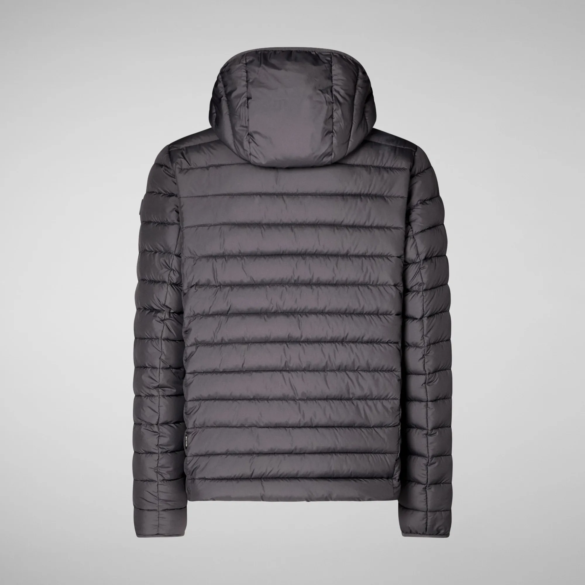 Cheap Save The Duck Men's  Hooded Animal free Puffer Jacket Juncus in Grey Black GreyBlack