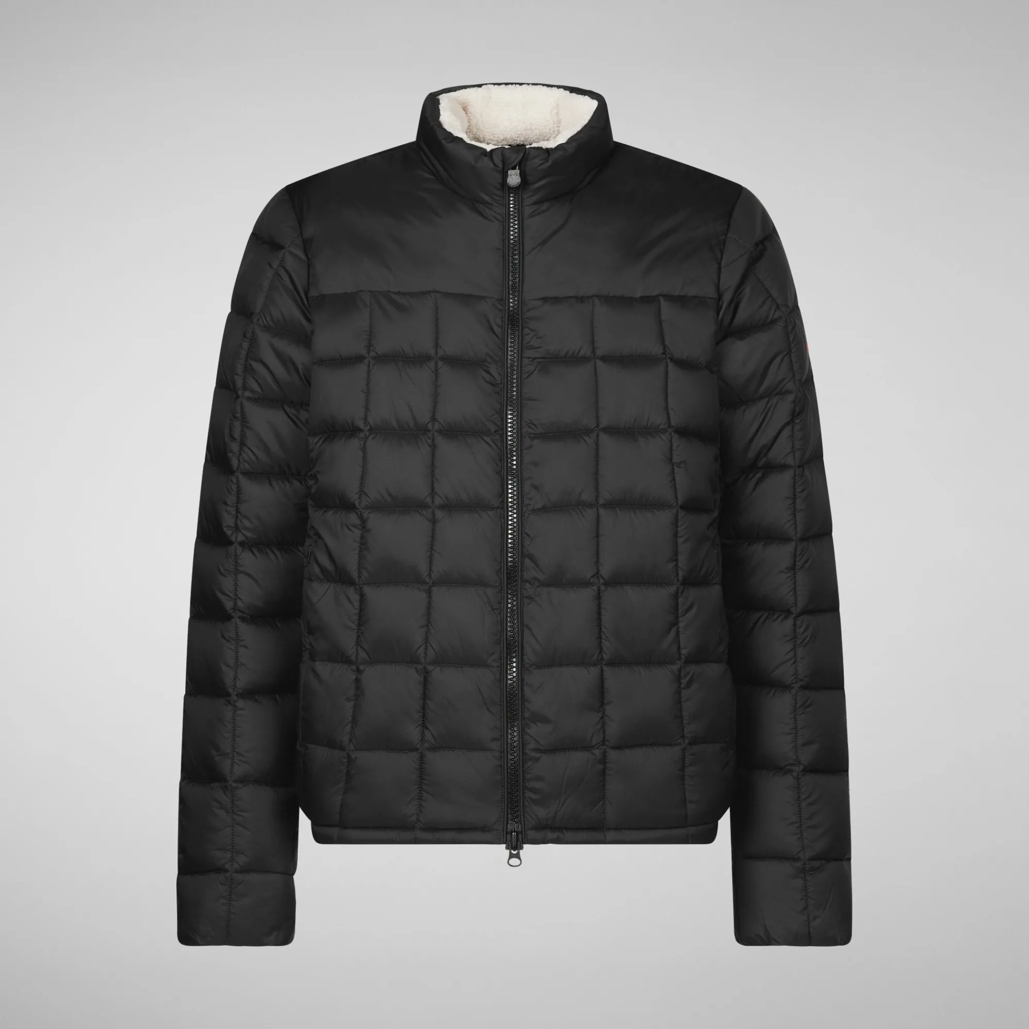 Store Save The Duck Men's Stalis Puffer Jacket with Faux Fur Lining in Black