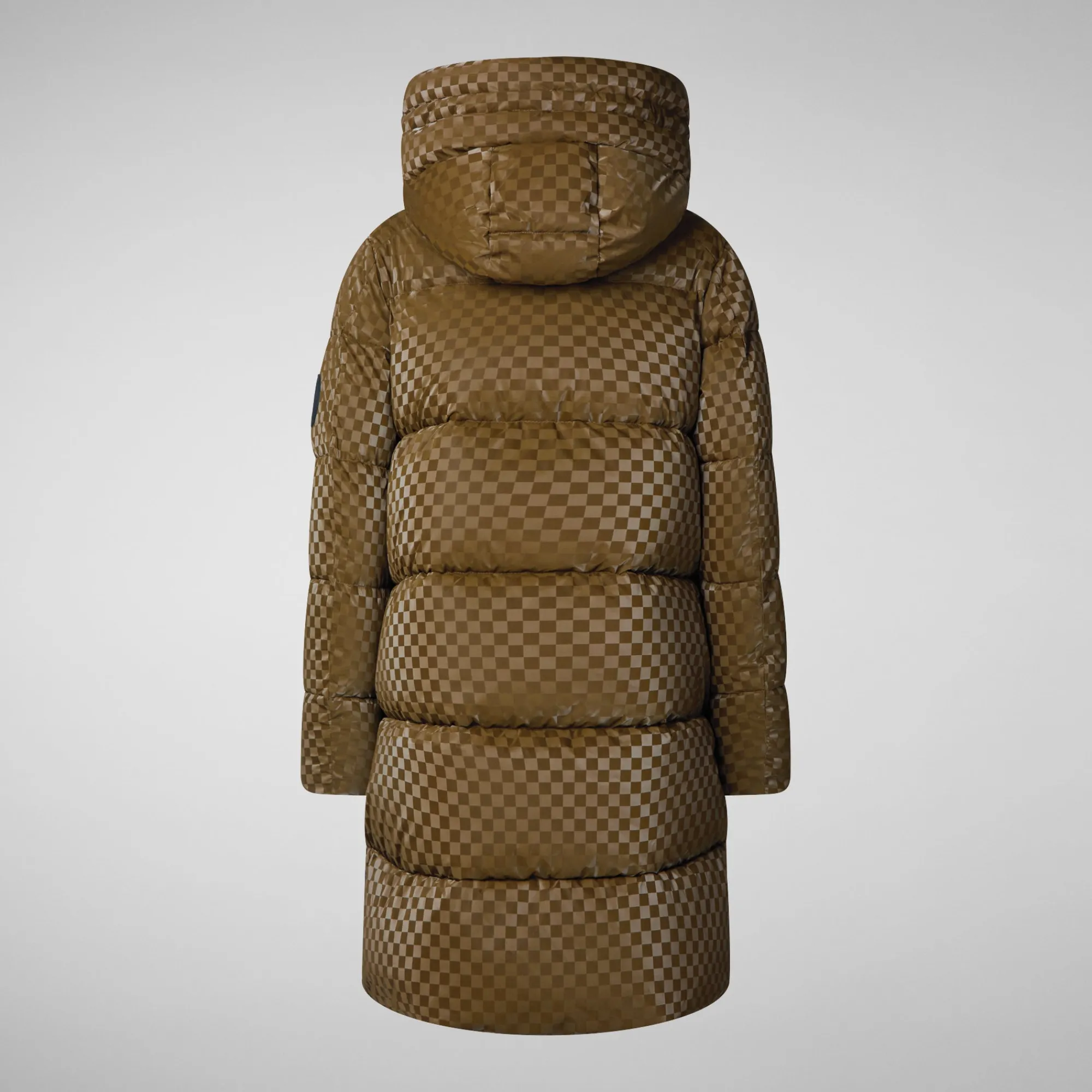 Discount Save The Duck Women's Amaranta Hooded Animal free Puffer Coat in Bark Green BarkGreen