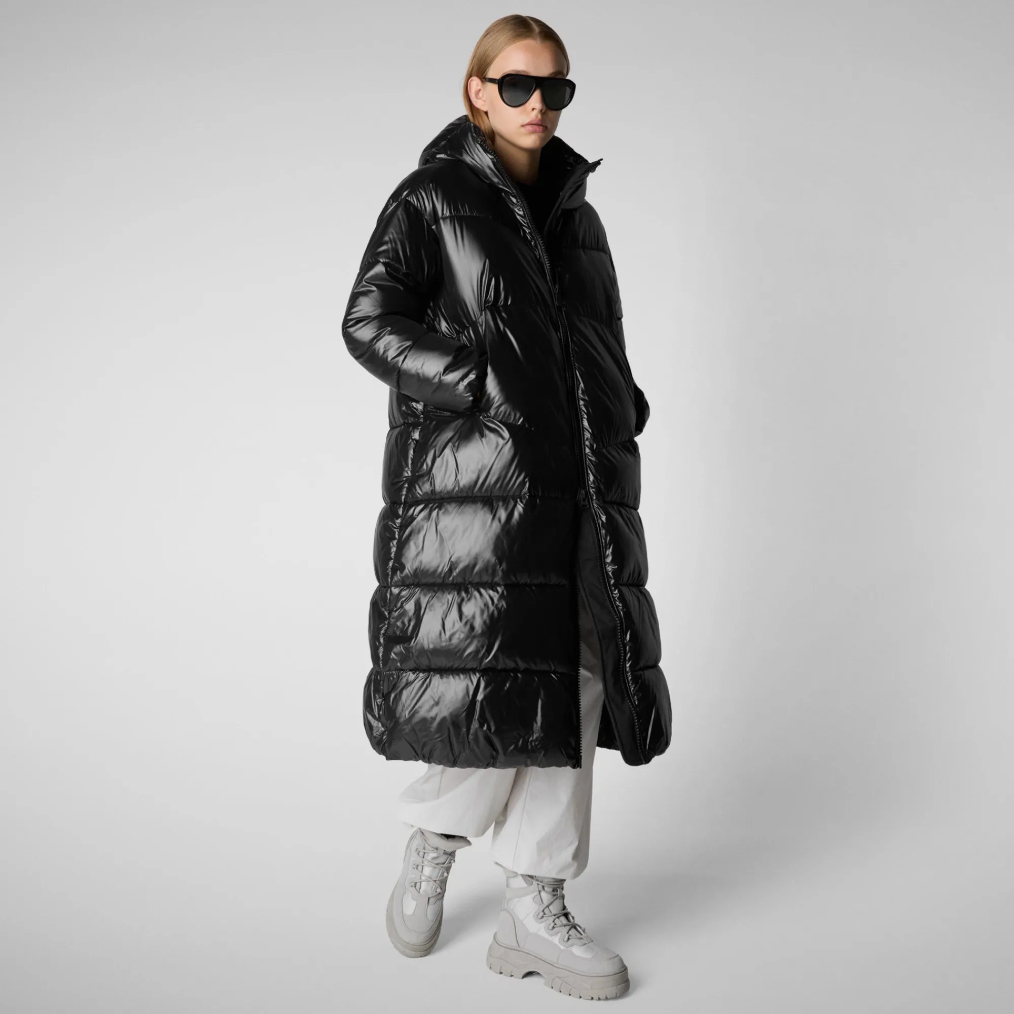 Discount Save The Duck Women's animal free hooded Animal free Puffer jacket Clarice in Black