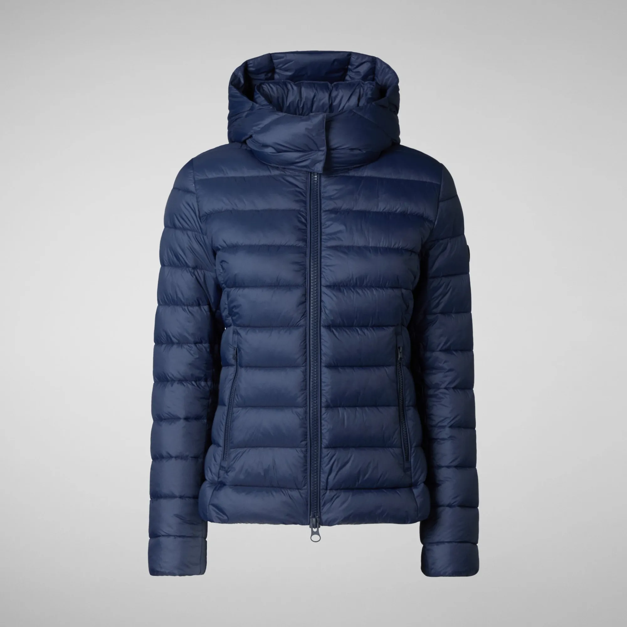 Best Sale Save The Duck Women's Animal free Puffer Jacket Amelie  with Detachable Hood in Navy Blue NavyBlue