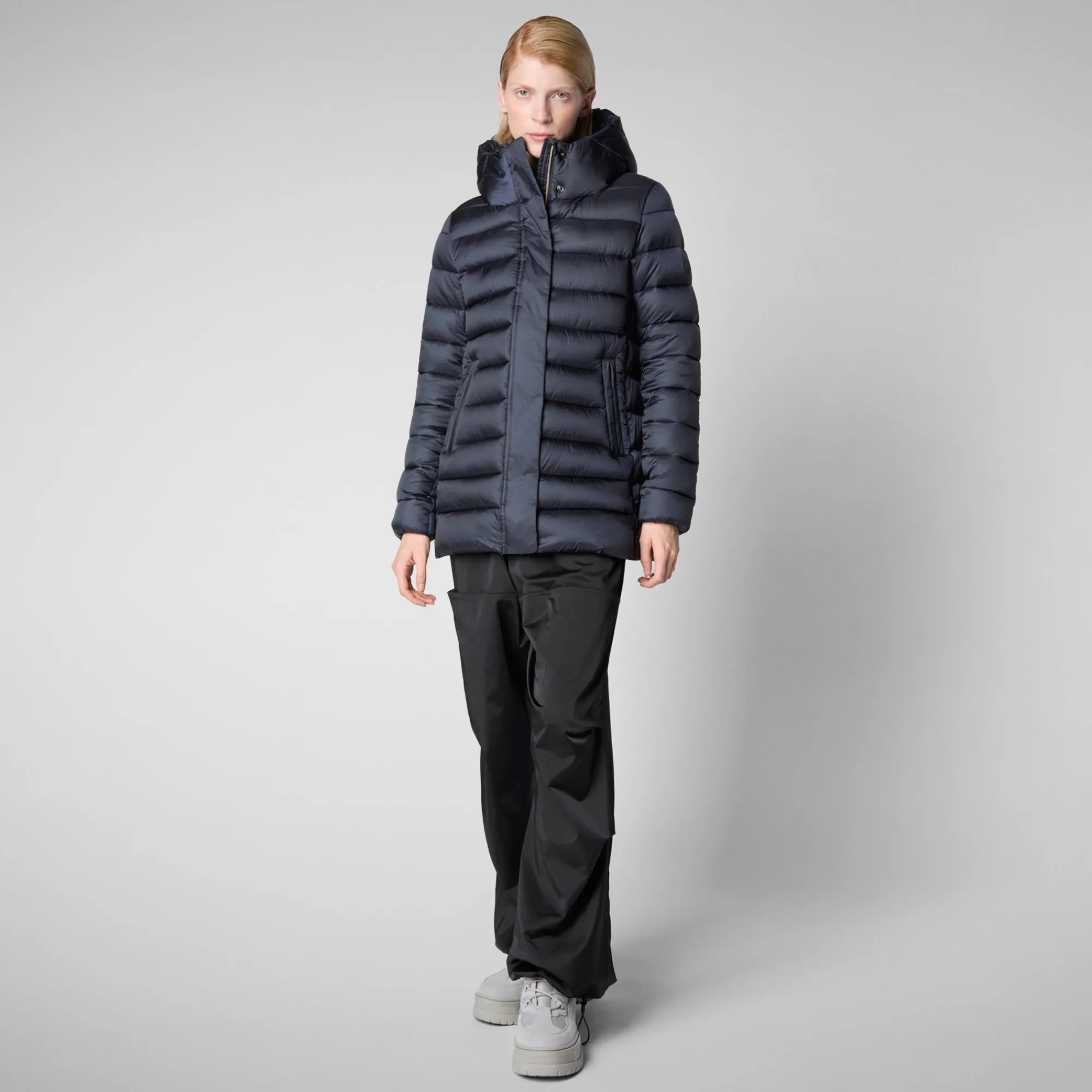 Online Save The Duck Women's Hooded Animal free Puffer Coat Drimia in Blue Black BlueBlack