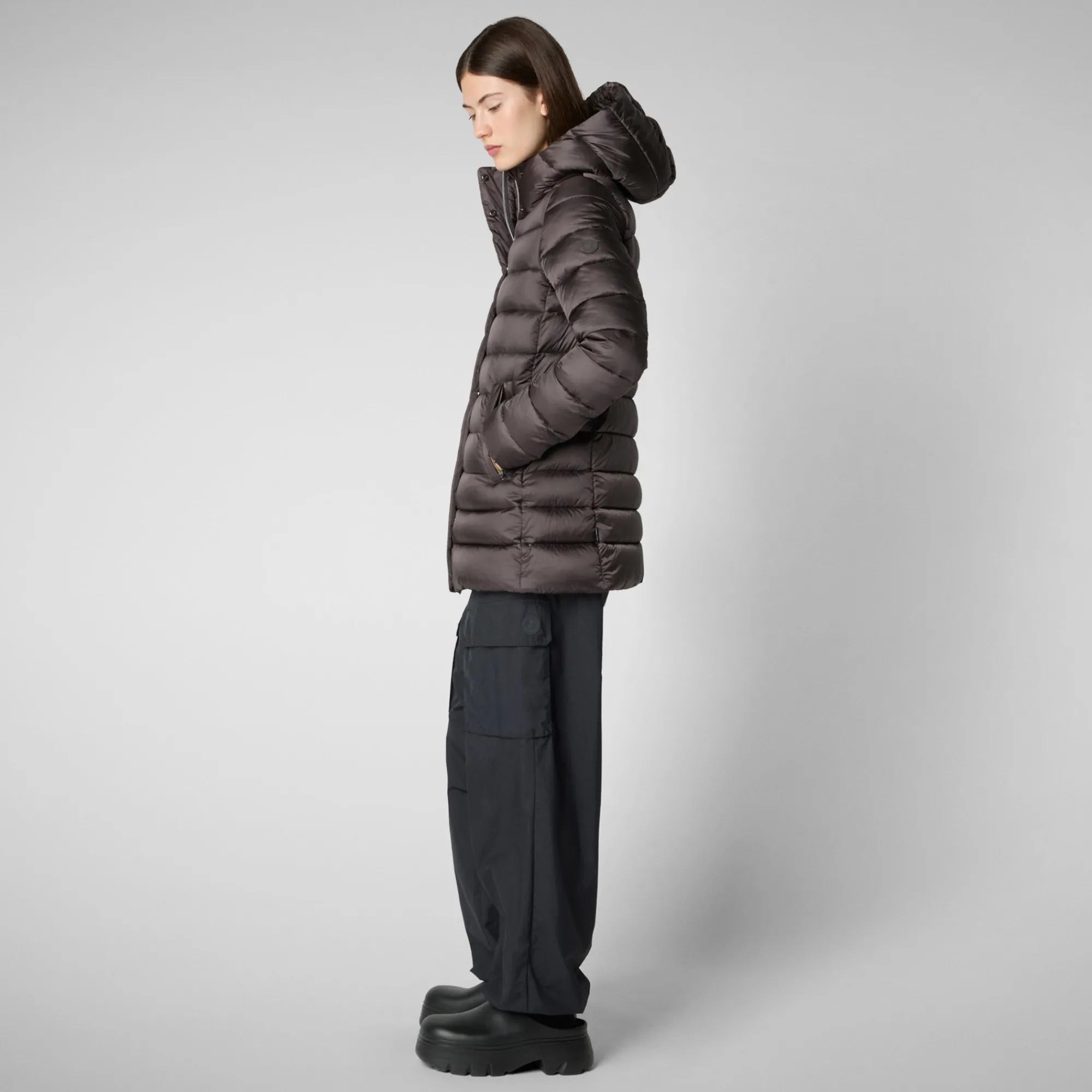Sale Save The Duck Women's Hooded Animal free Puffer Coat Drimia in Brown Black BrownBlack