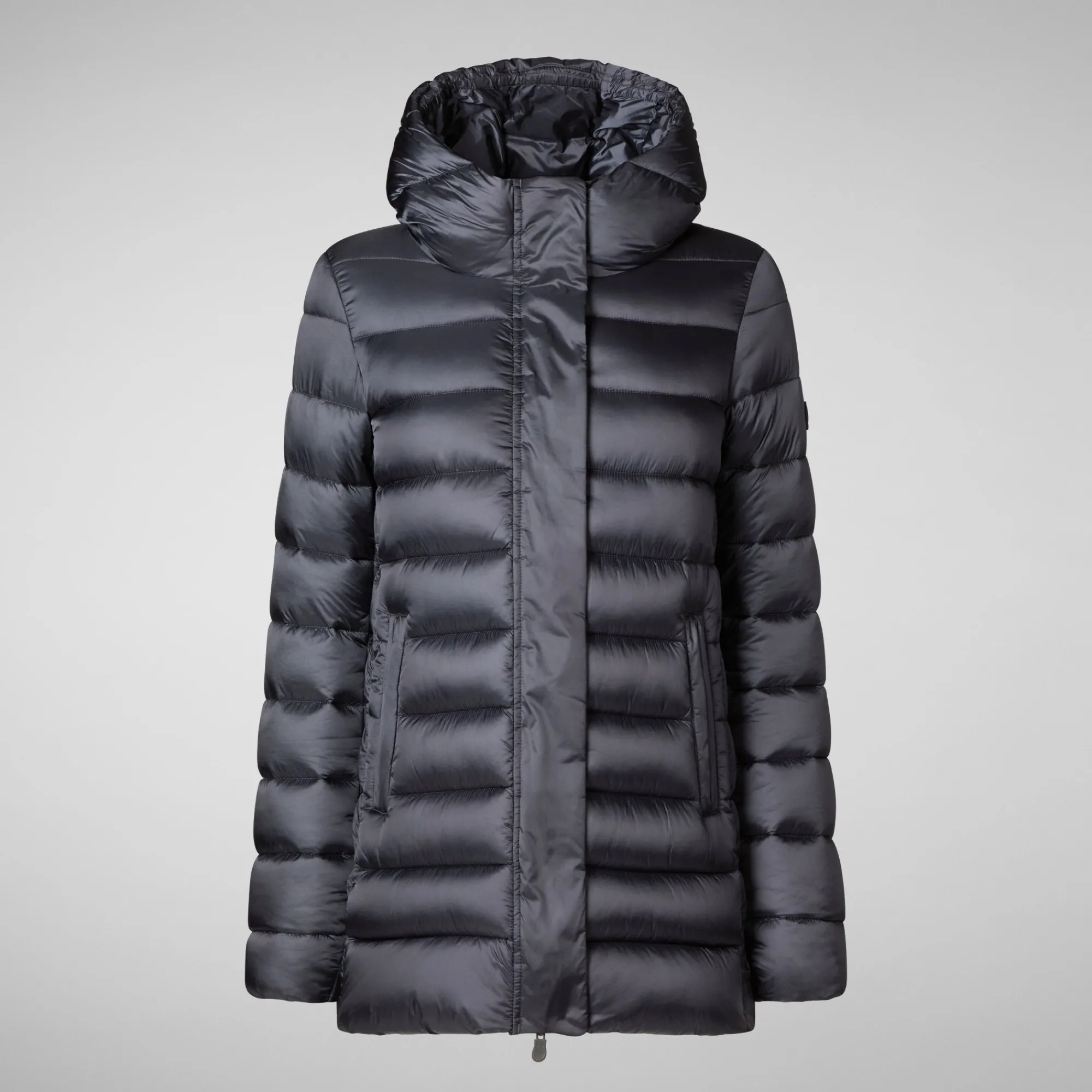 Flash Sale Save The Duck Women's Hooded Animal free Puffer Coat Drimia in Ebony Grey EbonyGrey