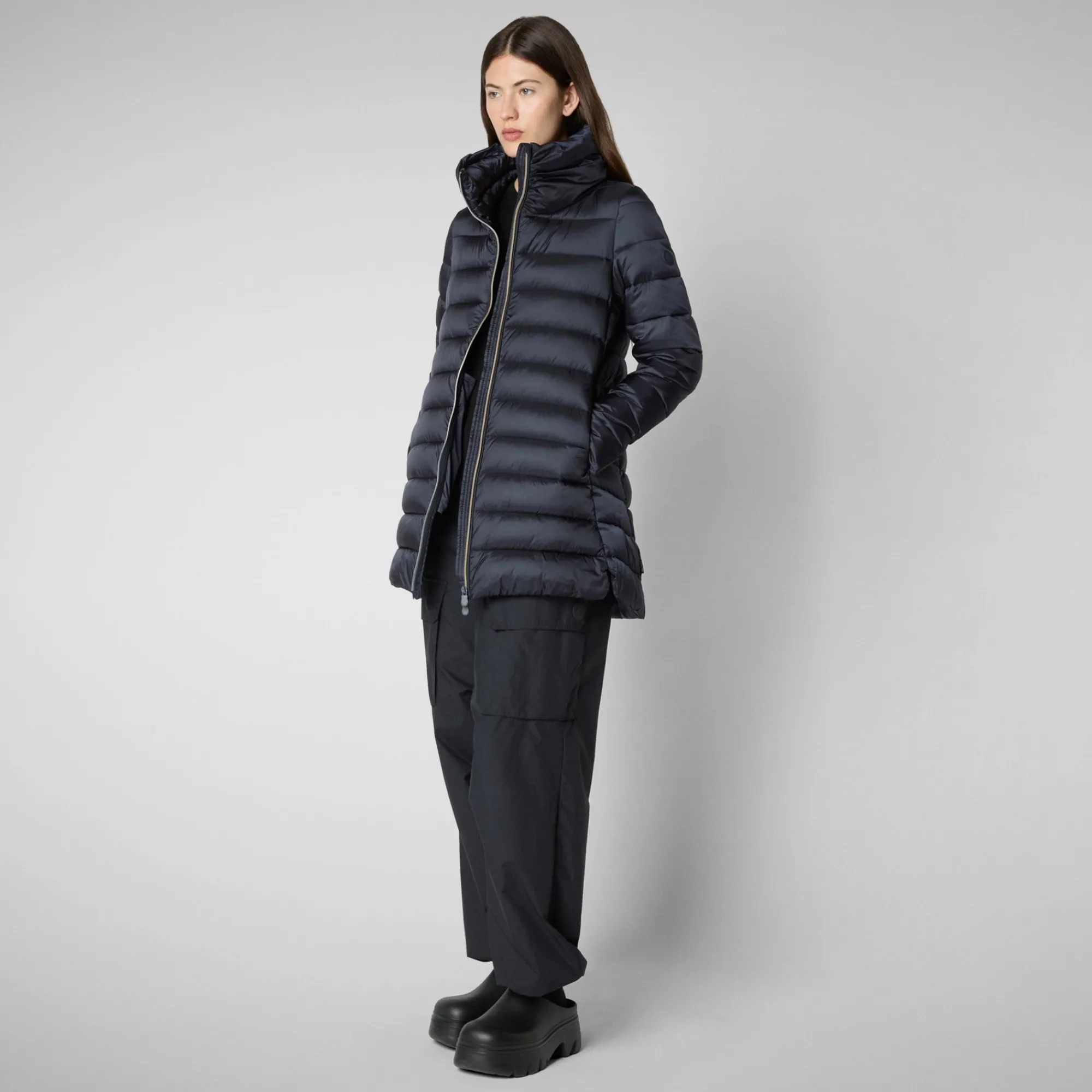 Cheap Save The Duck Women's Hooded Animal free Puffer Coat Lydia in blue black