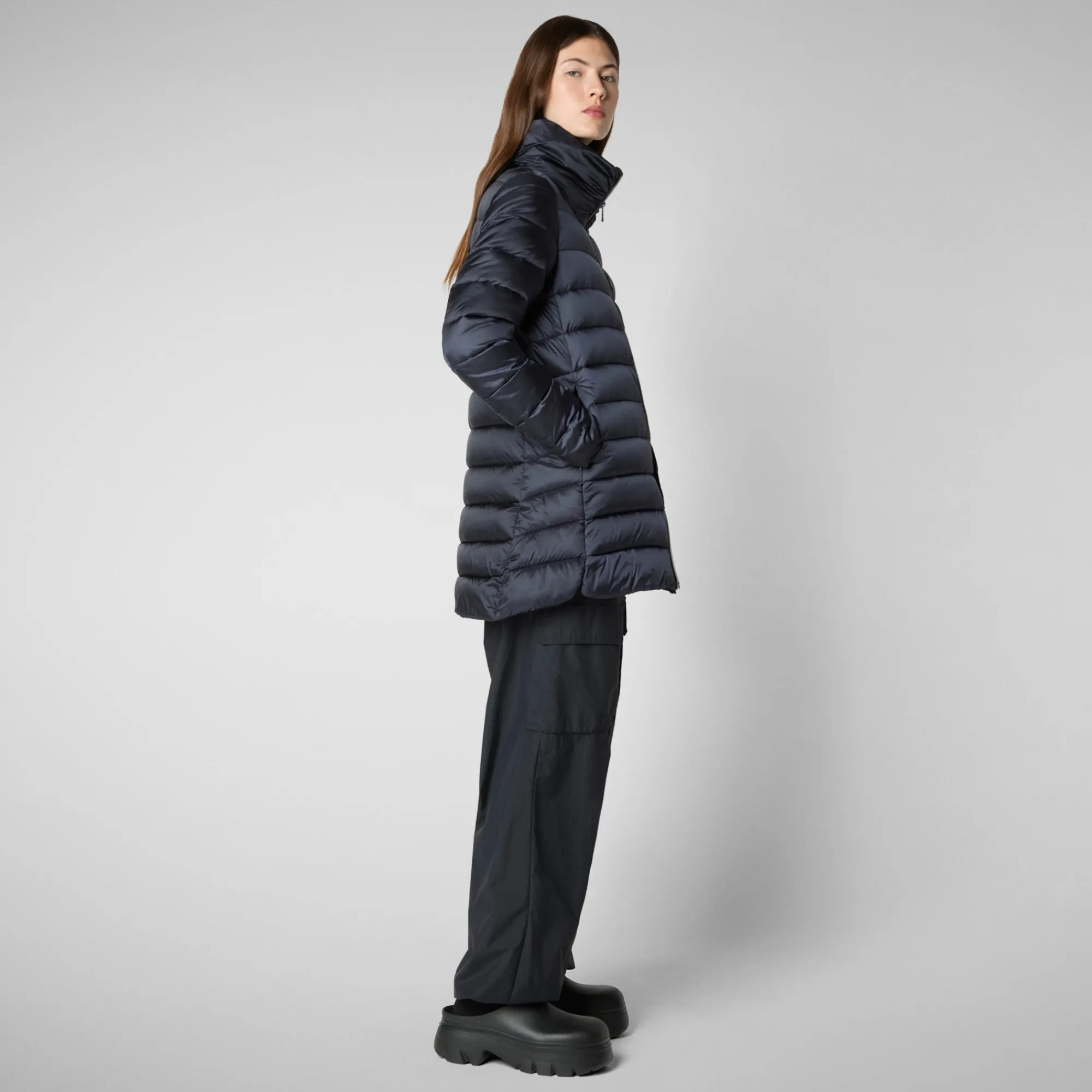 Cheap Save The Duck Women's Hooded Animal free Puffer Coat Lydia in blue black