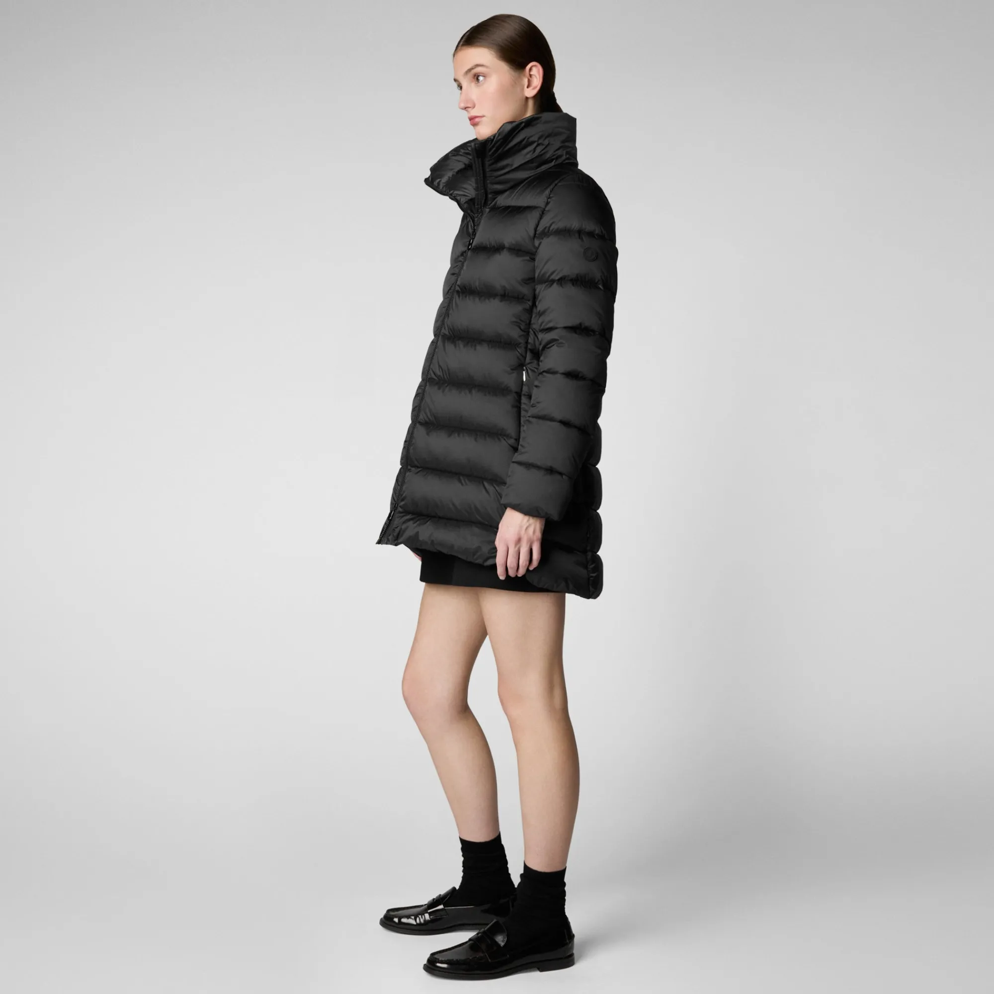 Flash Sale Save The Duck Women's Hooded Animal free Puffer Coat Matilda with Faux Fur in Black