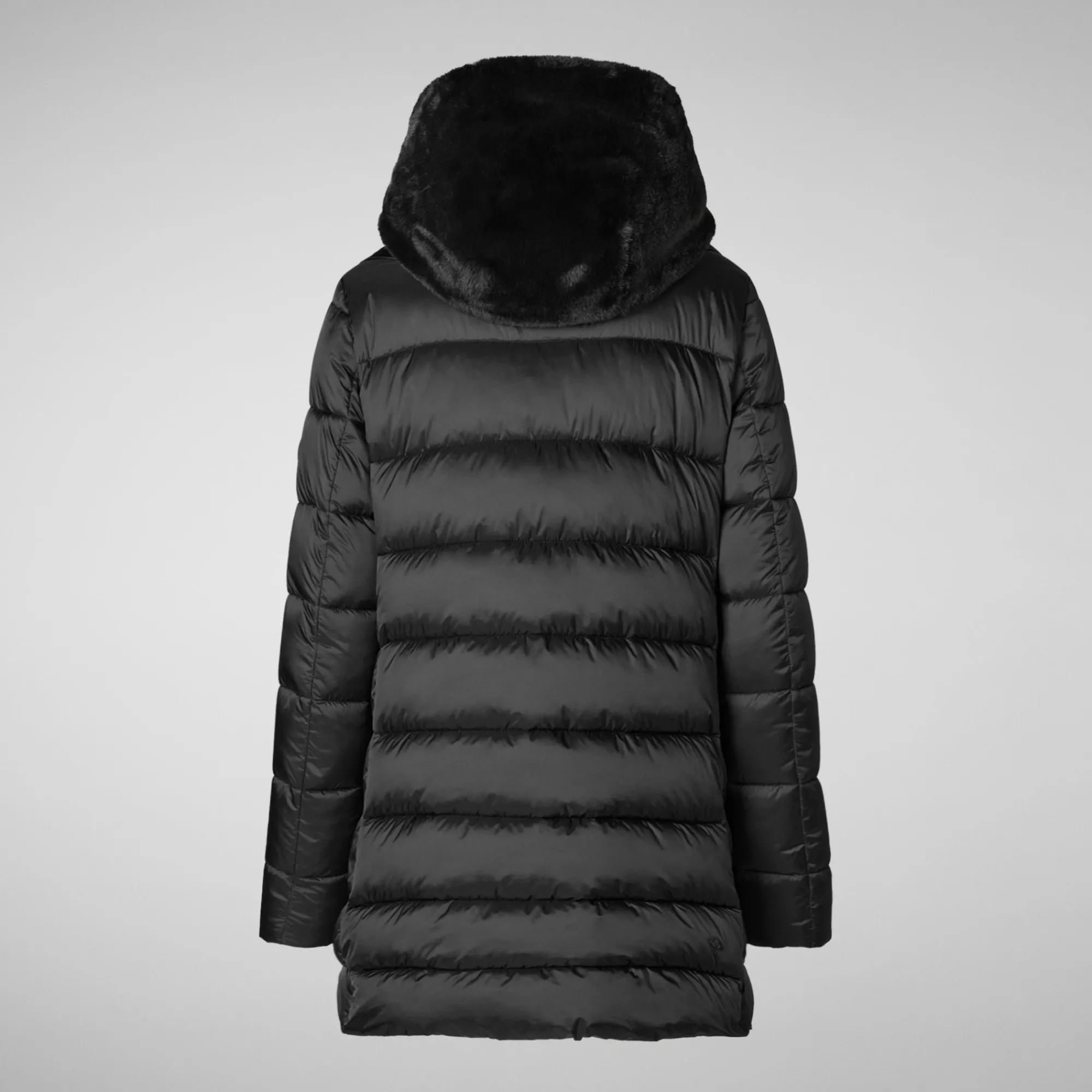 Flash Sale Save The Duck Women's Hooded Animal free Puffer Coat Matilda with Faux Fur in Black