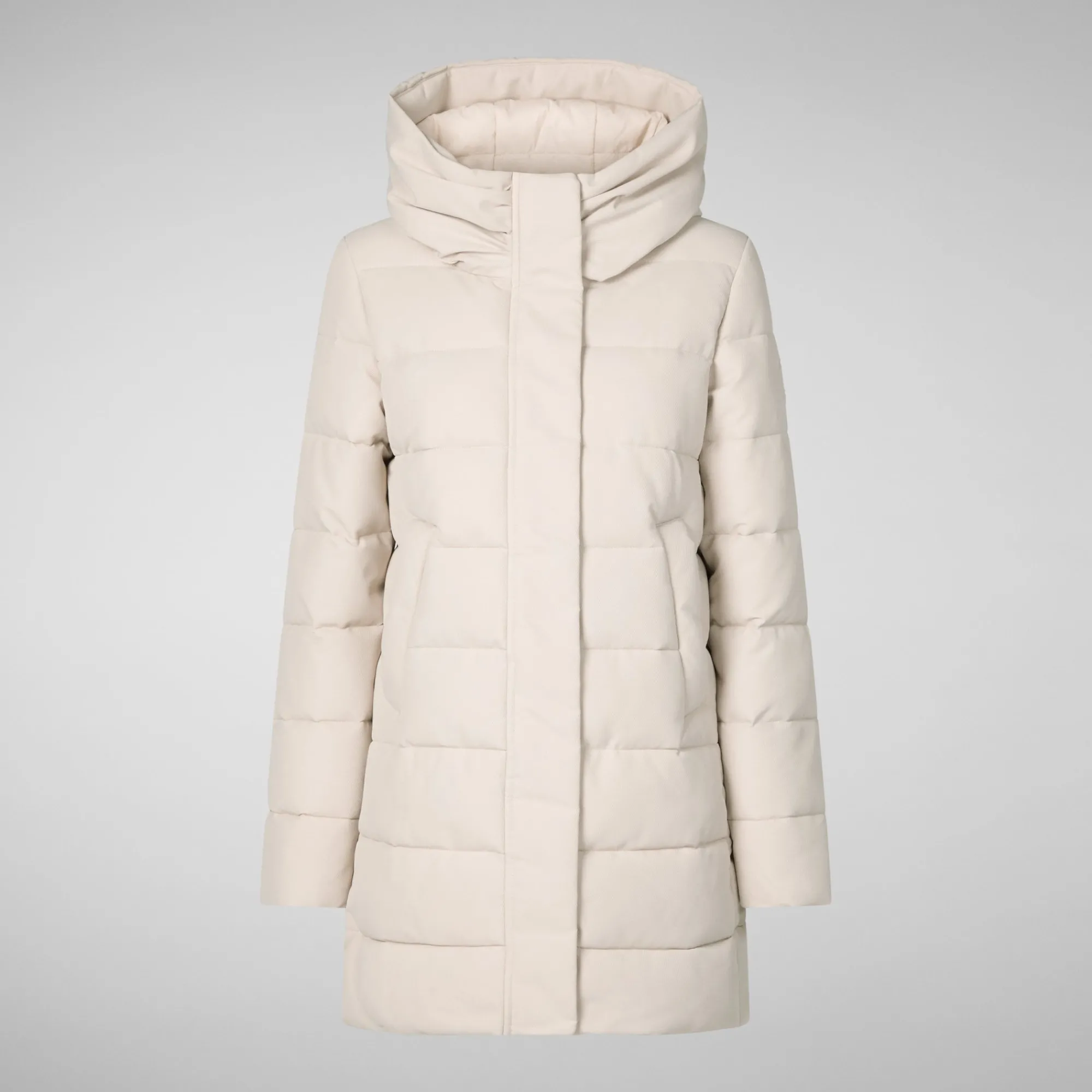 Sale Save The Duck Women's Hooded Animal free Puffer Coat Tatiana in Shore Beige ShoreBeige