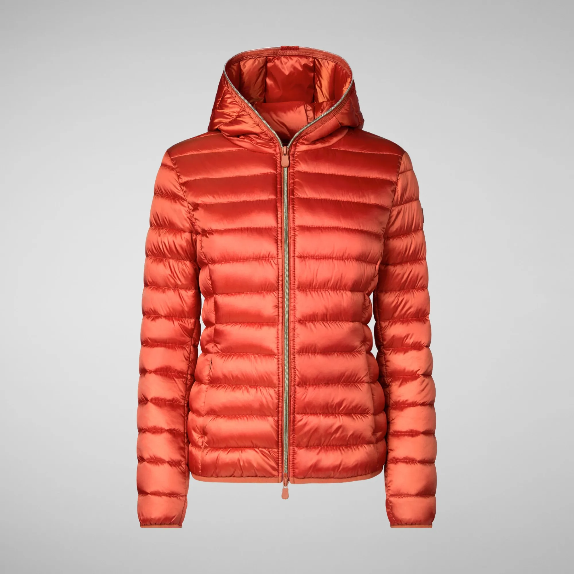 Store Save The Duck Women's Hooded Animal free Puffer Jacket Alexis in Maple Orange MapleOrange