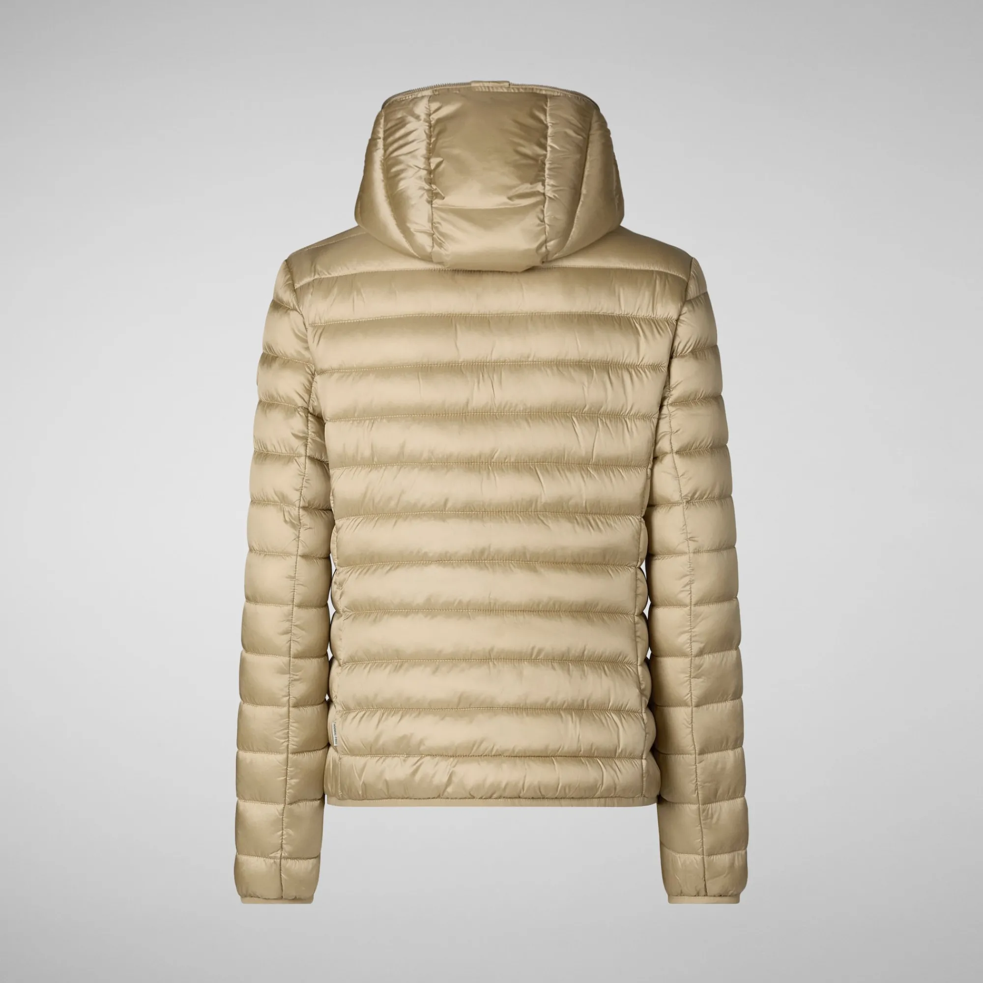 New Save The Duck Women's Hooded Animal free Puffer Jacket Alexis  in Wood Beige WoodBeige