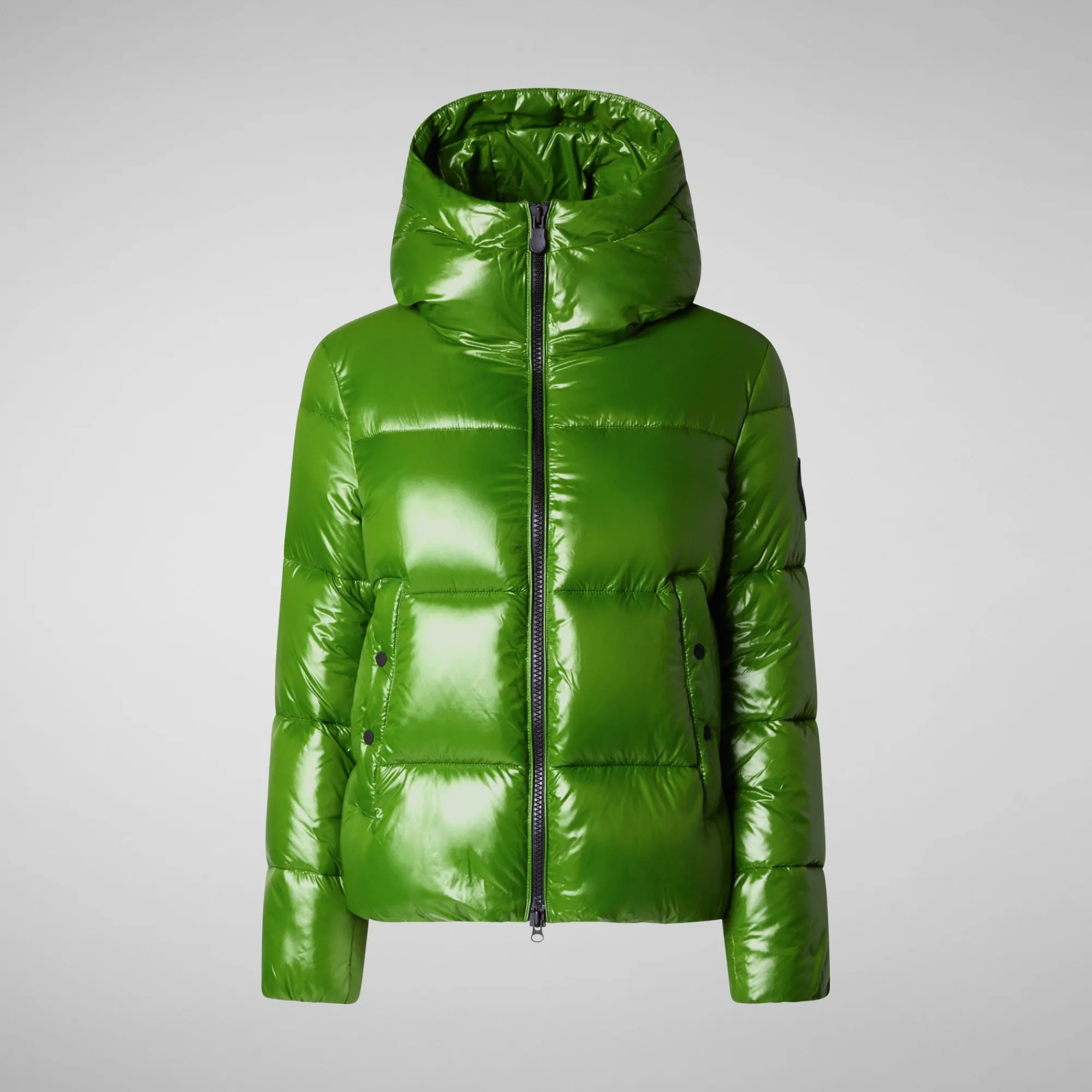 Online Save The Duck Women's Hooded Animal free Puffer Jacket Biddy in Grass Green GrassGreen