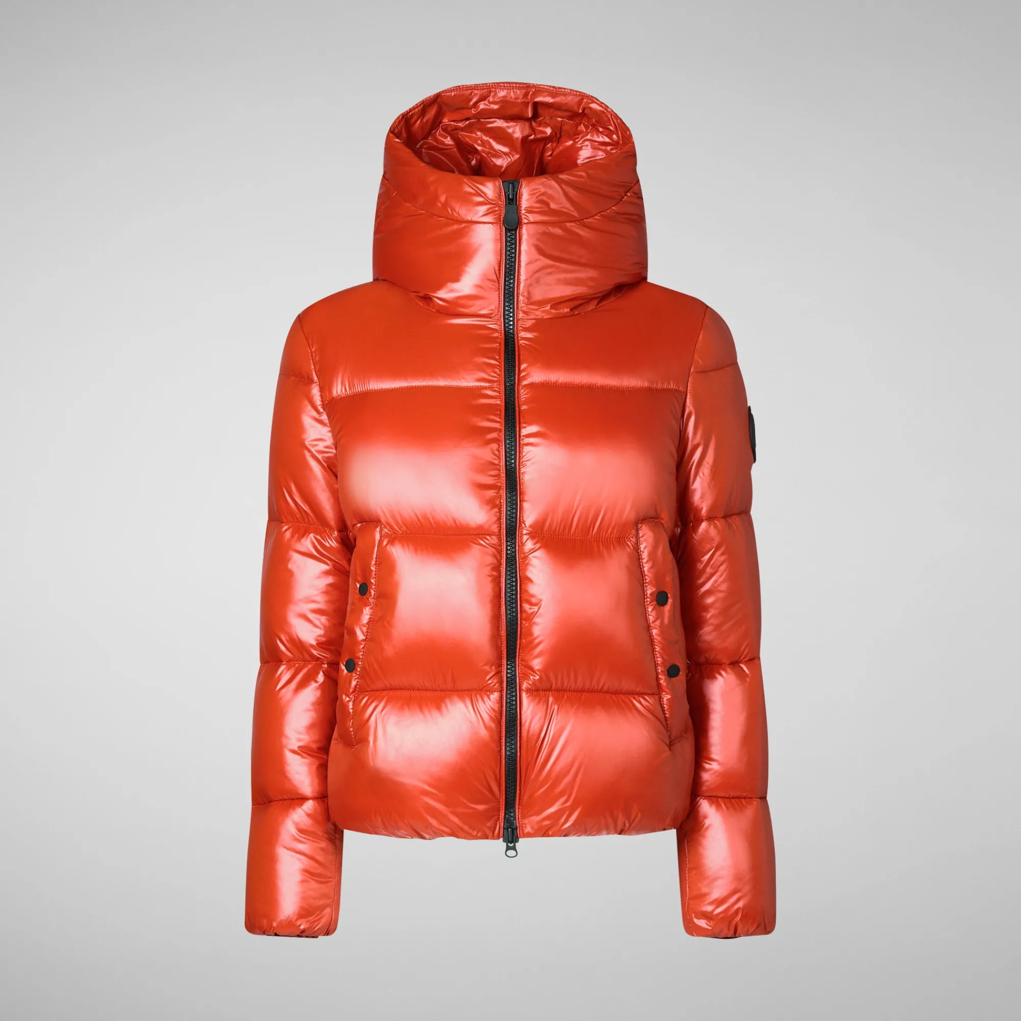 Store Save The Duck Women's Hooded Animal free Puffer Jacket Biddy in Maple Orange MapleOrange