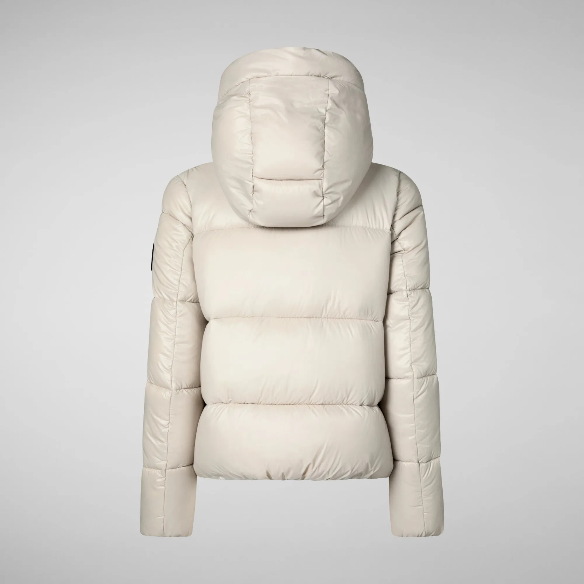 Sale Save The Duck Women's Hooded Animal free Puffer Jacket Biddy in Rainy Beige RainyBeige