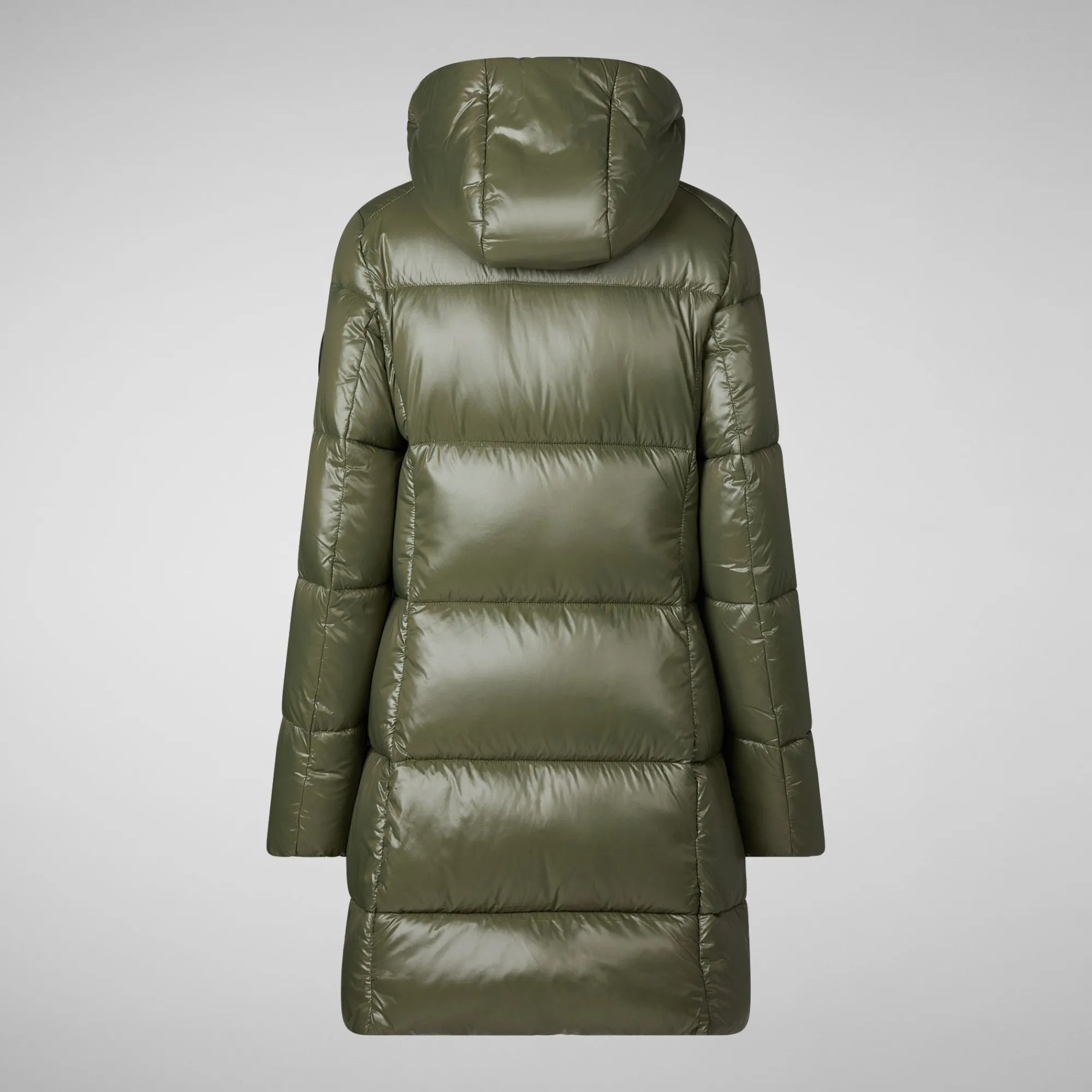 New Save The Duck Women's Hooded Animal free Puffer Jacket Ines in Laurel Green LaurelGreen