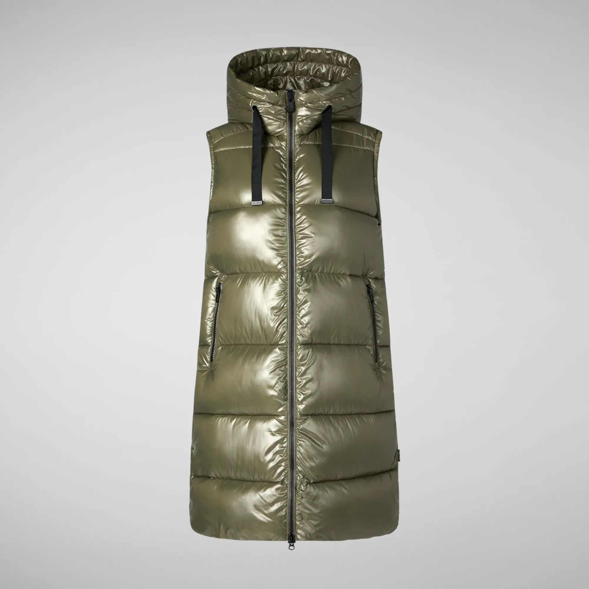 Outlet Save The Duck Women's Hooded Animal free Puffer Vest Iria in laurel green LaurelGreen