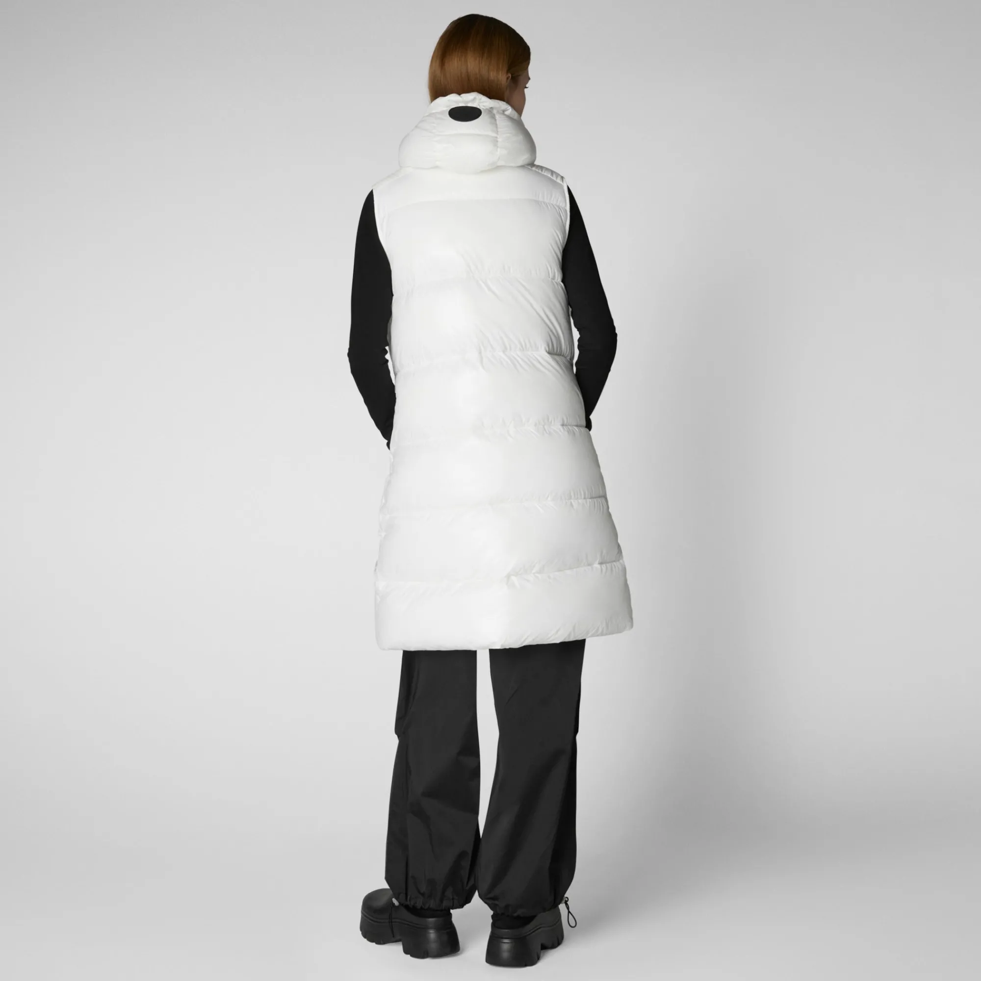 Discount Save The Duck Women's Hooded Animal free Puffer Vest Iria in Off white OffWhite