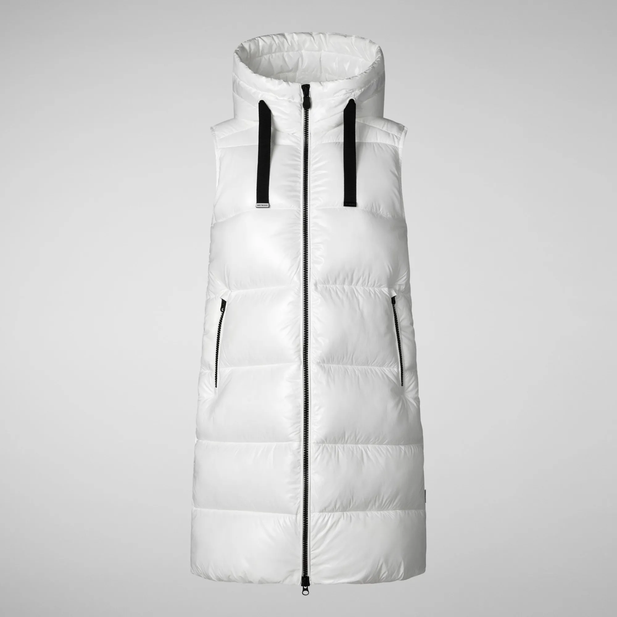 Discount Save The Duck Women's Hooded Animal free Puffer Vest Iria in Off white OffWhite