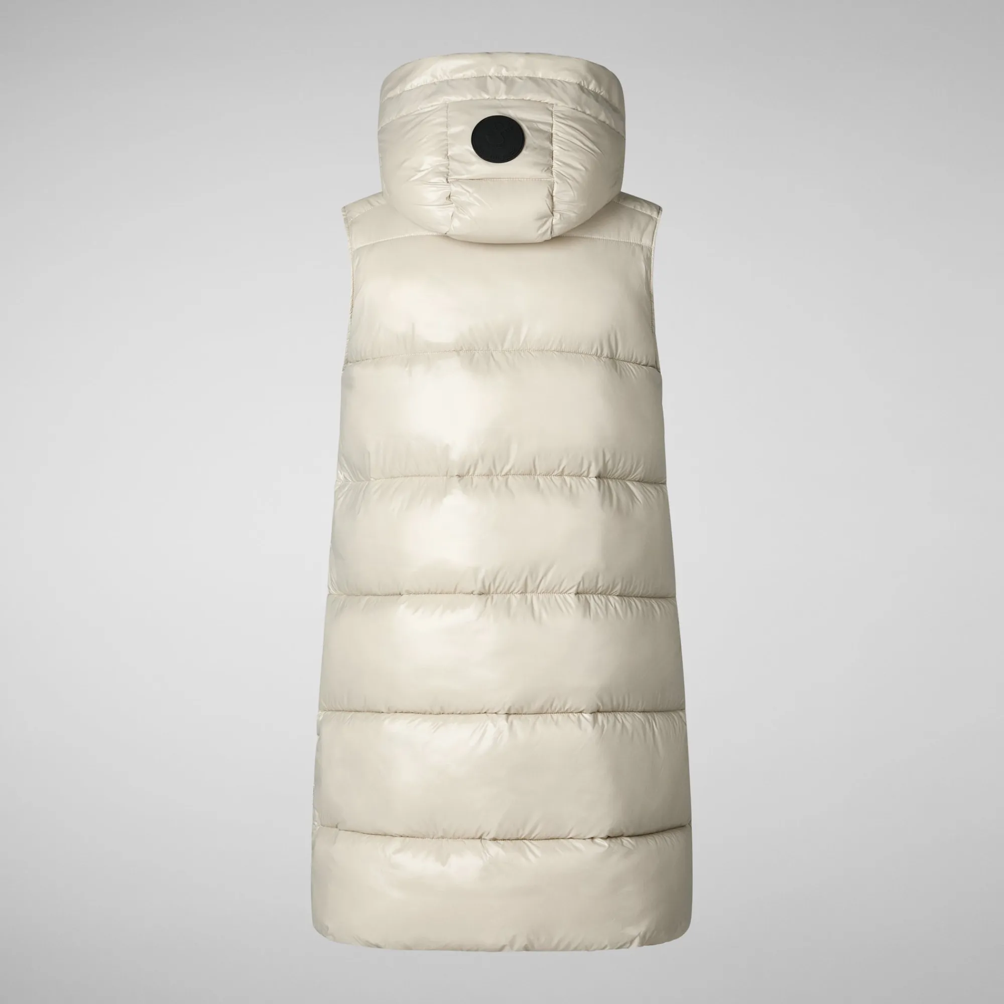 Hot Save The Duck Women's Hooded Animal free Puffer Vest Iria in Rainy Beige RainyBeige