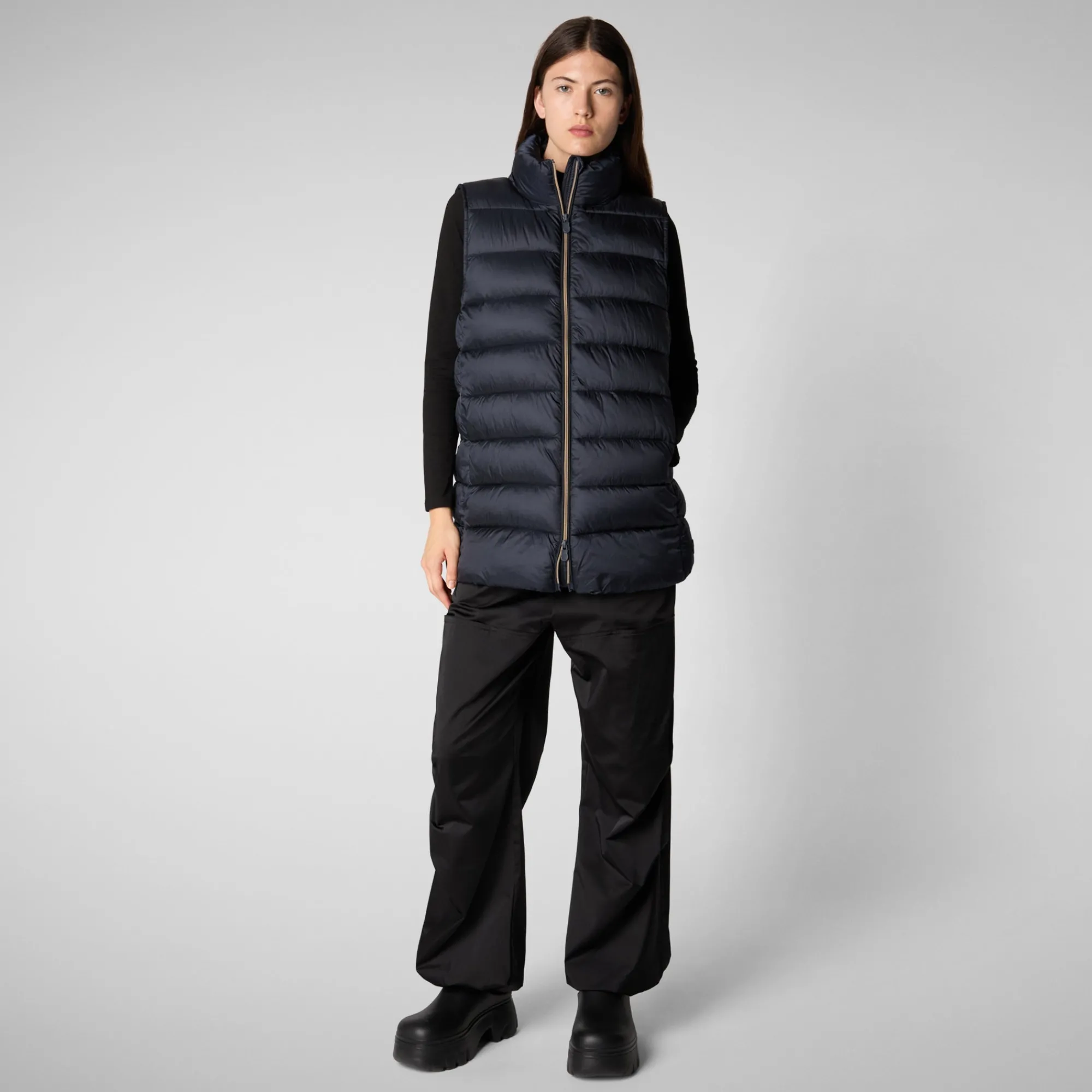 New Save The Duck Women's quilted vest Coral in BLUE BLACK BlueBlack