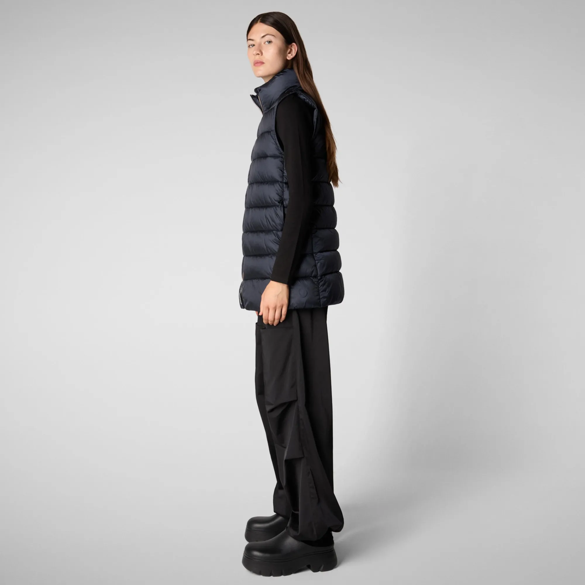 New Save The Duck Women's quilted vest Coral in BLUE BLACK BlueBlack