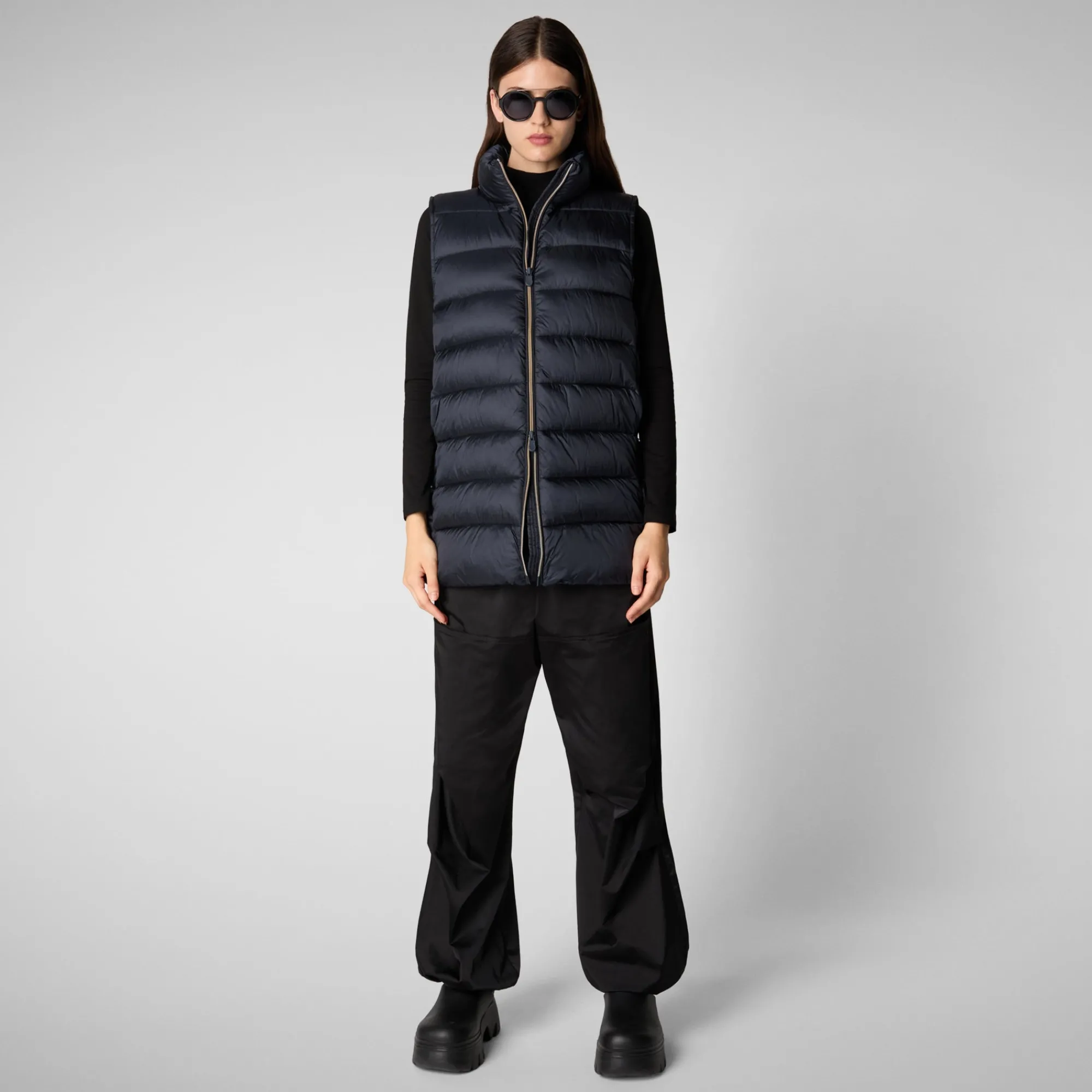 New Save The Duck Women's quilted vest Coral in BLUE BLACK BlueBlack