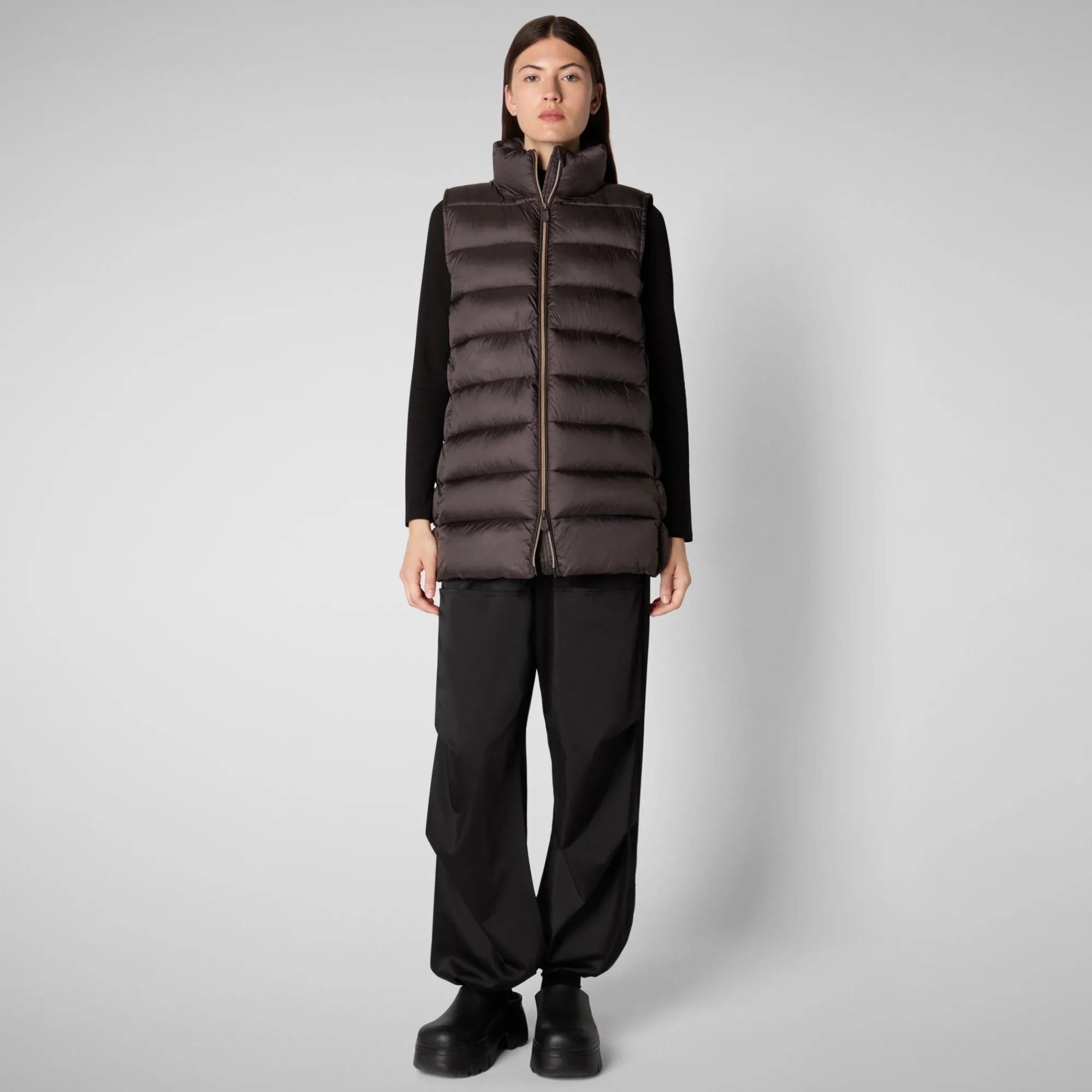 Discount Save The Duck Women's quilted vest Coral in Brown Black Brownblack